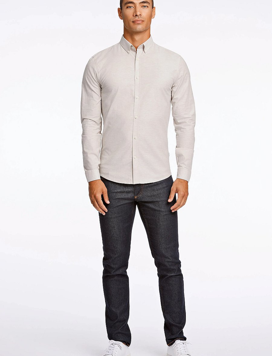 Lindbergh - Yarn dyed oxford superflex shirt L/S - oxfordi särgid - lt sand mix - 4