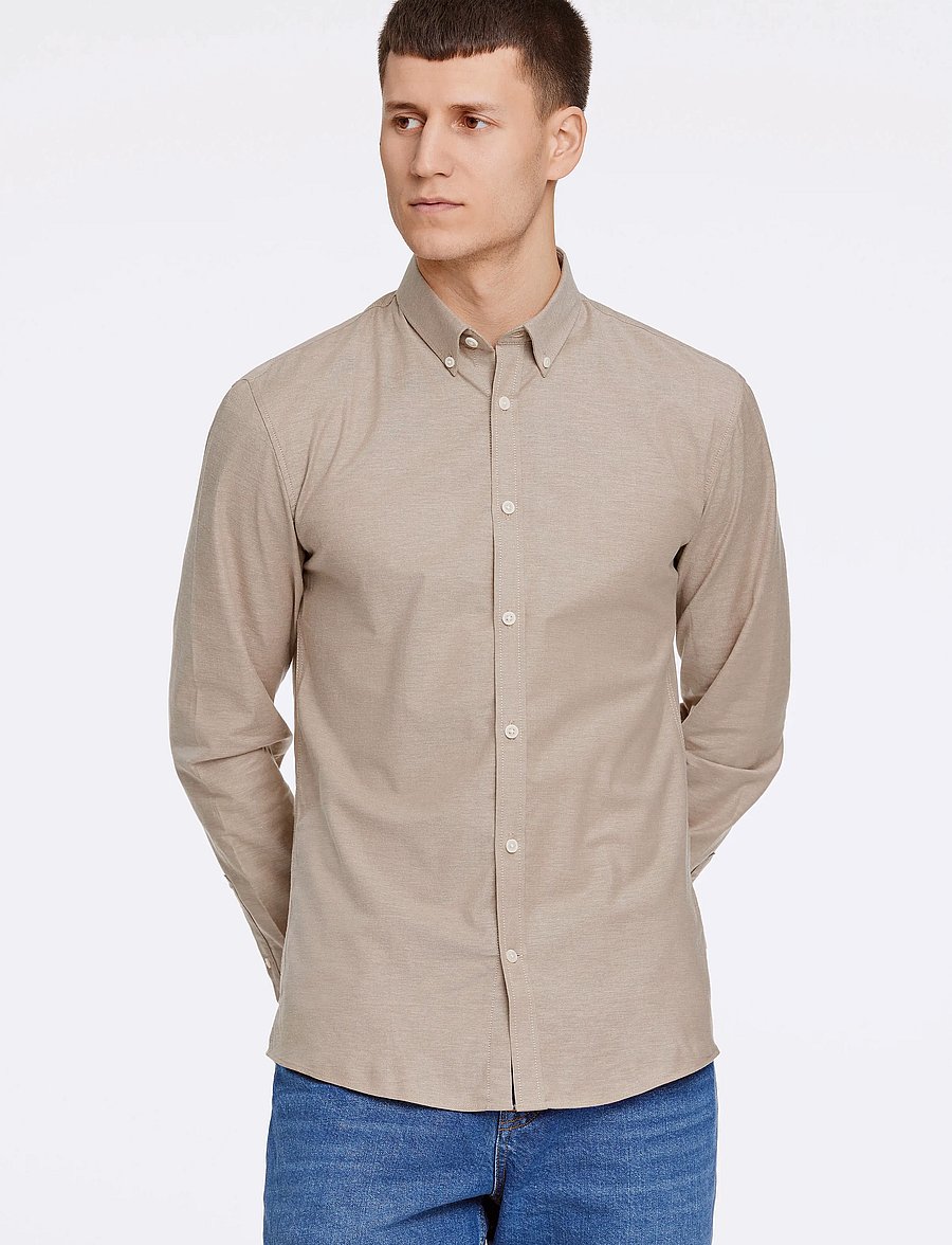 Lindbergh - Yarn dyed oxford superflex shirt L/S - oxfordi särgid - lt stone mix - 0