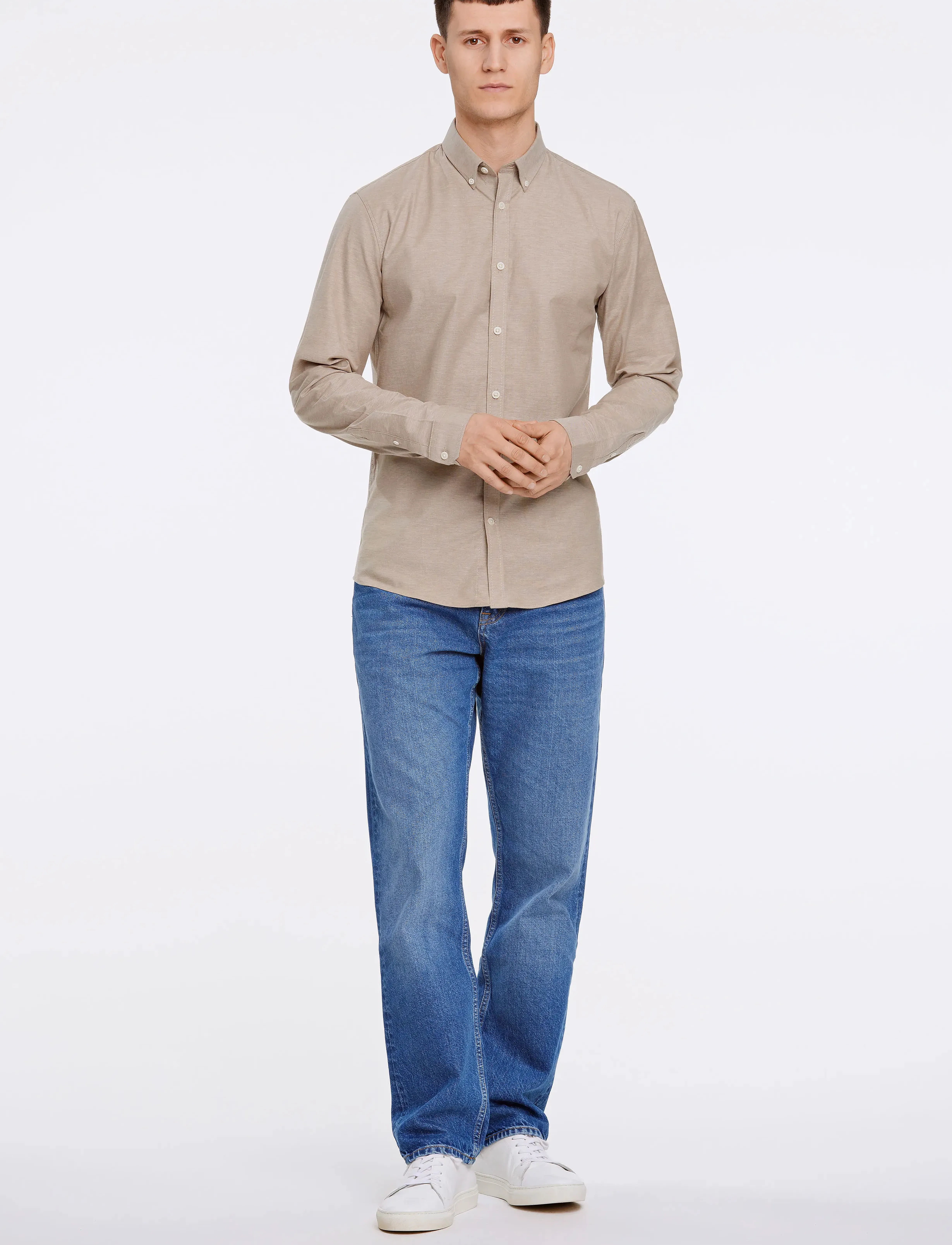 Lindbergh - Yarn dyed oxford superflex shirt L/S - oxford skjorter - lt stone mix - 4