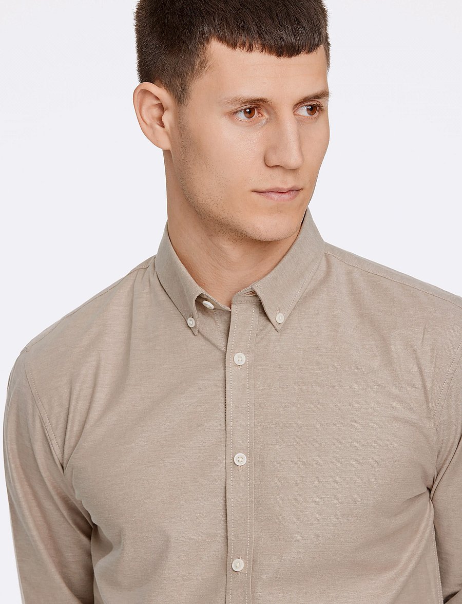 Lindbergh - Yarn dyed oxford superflex shirt L/S - oxfordi särgid - lt stone mix - 5