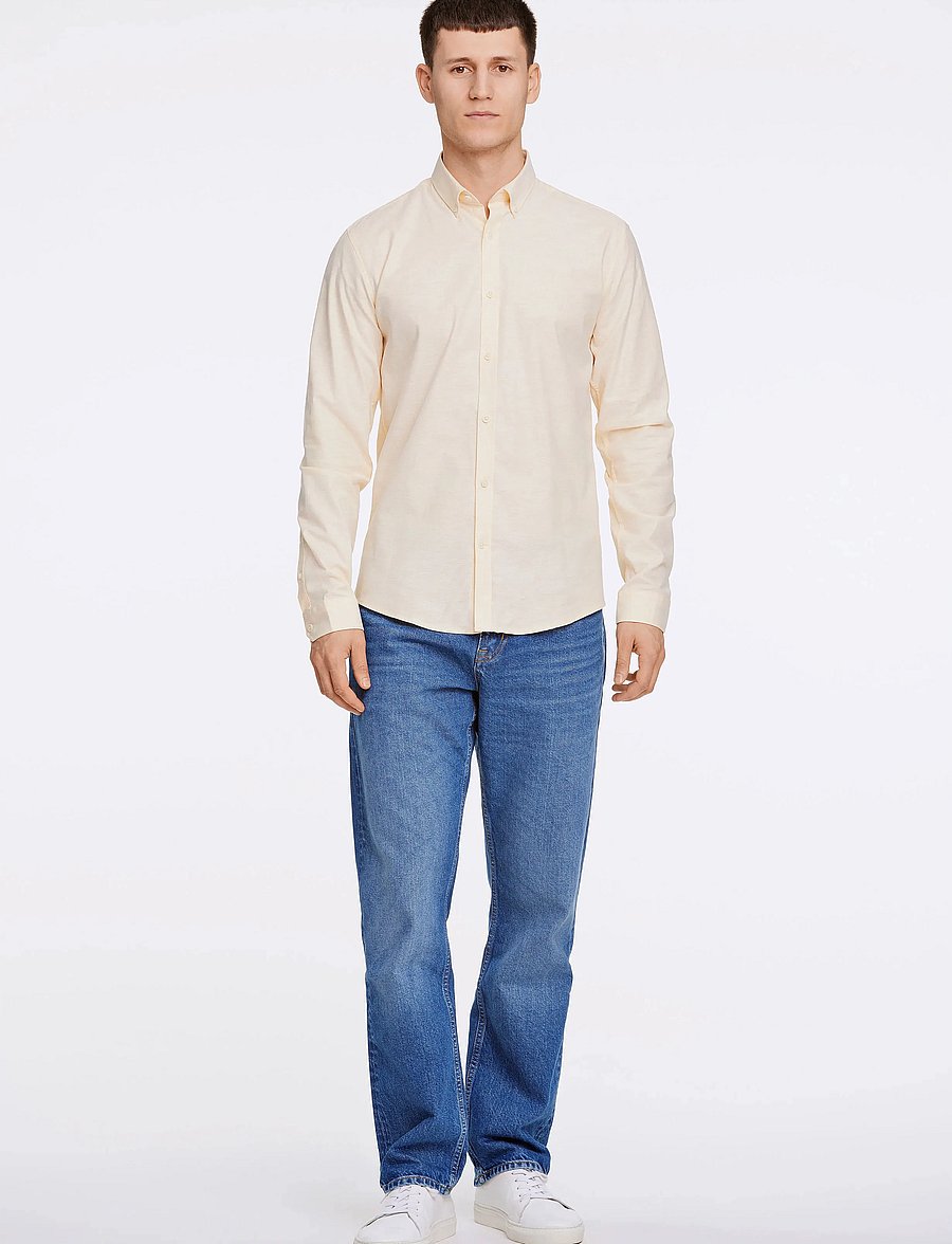 Lindbergh - Yarn dyed oxford superflex shirt L/S - oxford-hemden - lt yellow mix - 4