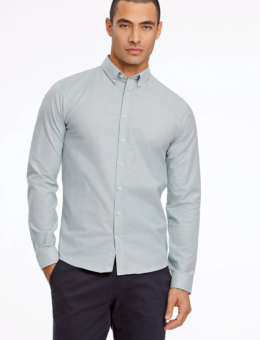 Lindbergh - Yarn dyed oxford superflex shirt L/S - oxfordi särgid - mid green mix - 0