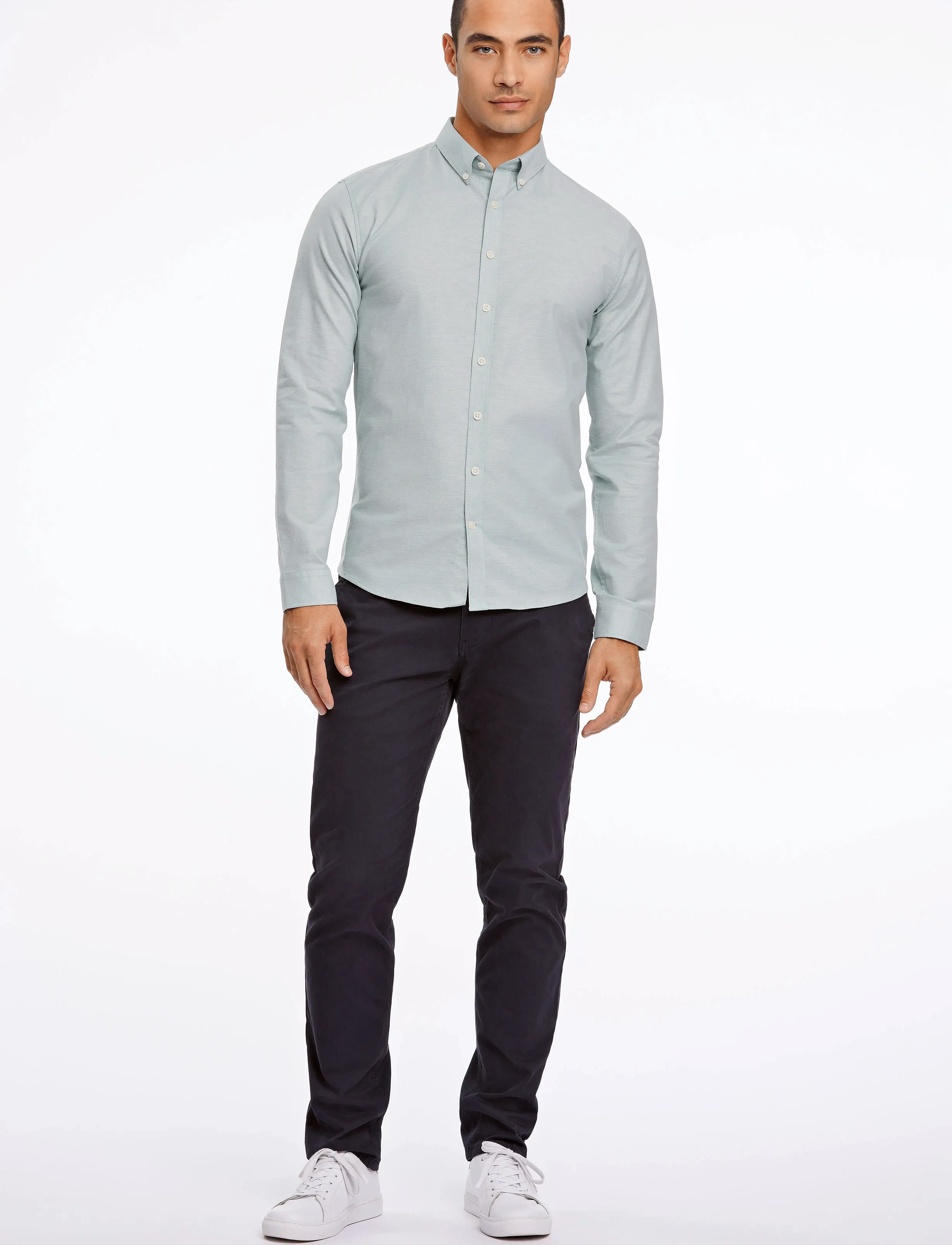 Lindbergh - Yarn dyed oxford superflex shirt L/S - oxfordi särgid - mid green mix - 4