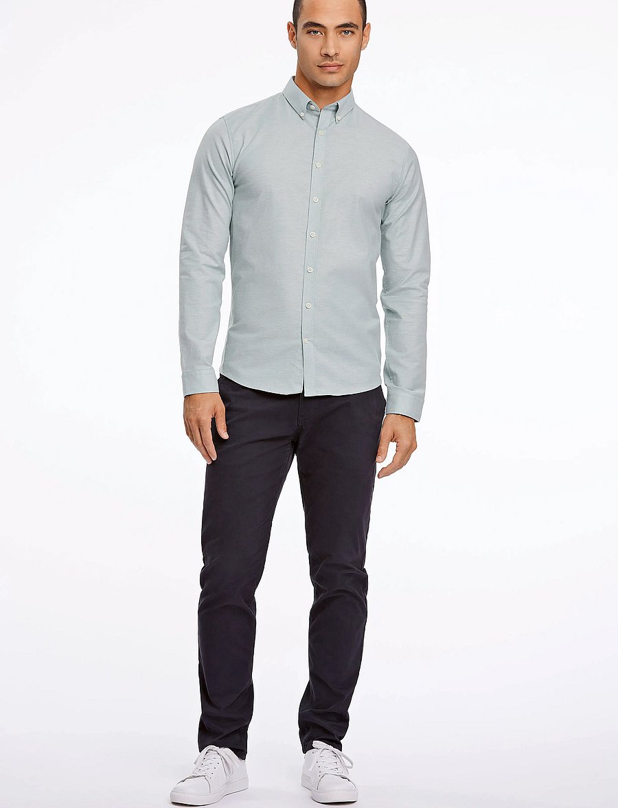 Lindbergh - Yarn dyed oxford superflex shirt L/S - oxfordi särgid - mid green mix - 4