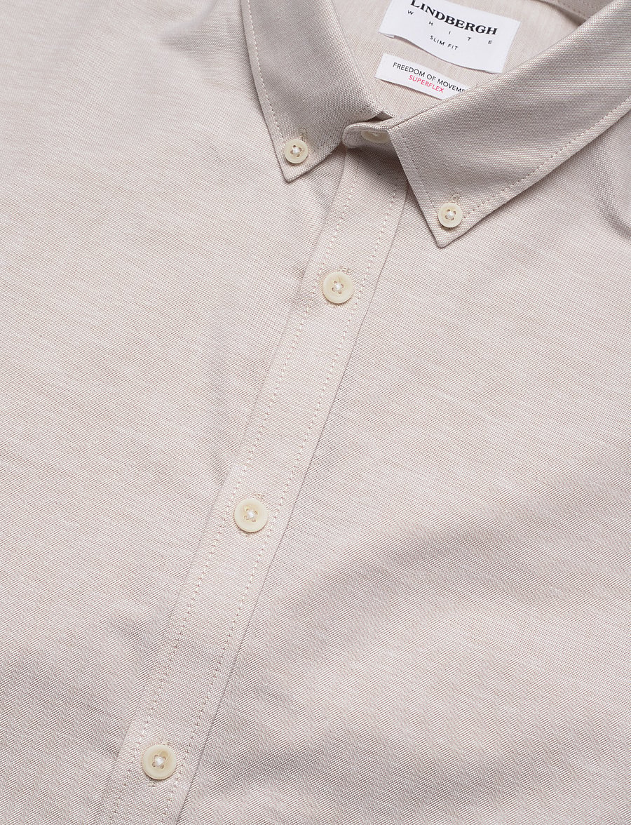 Lindbergh - Yarn dyed oxford superflex shirt L/S - oxford-skjortor - mid sand mix - 3