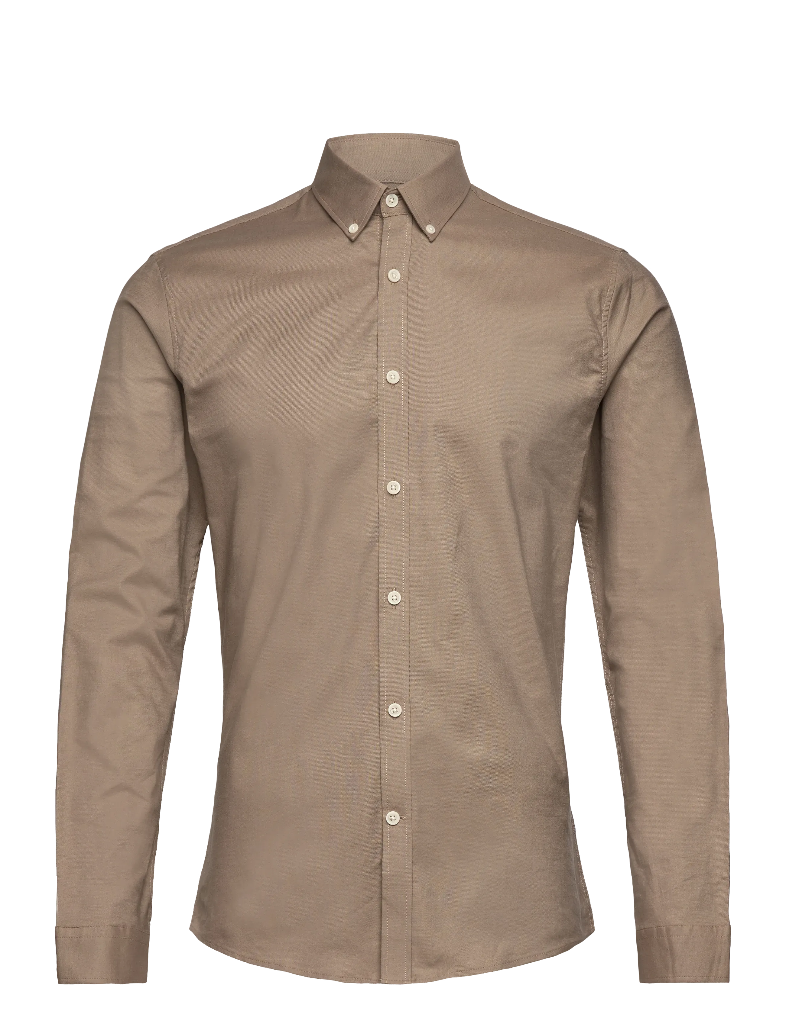 Lindbergh Yarn dyed oxford superflex shirt L/S - Shirts - MID STONE MIX / beige