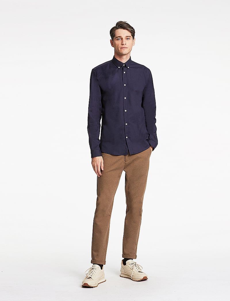 Lindbergh - Yarn dyed oxford superflex shirt - oxford skjorter - navy mix - 0