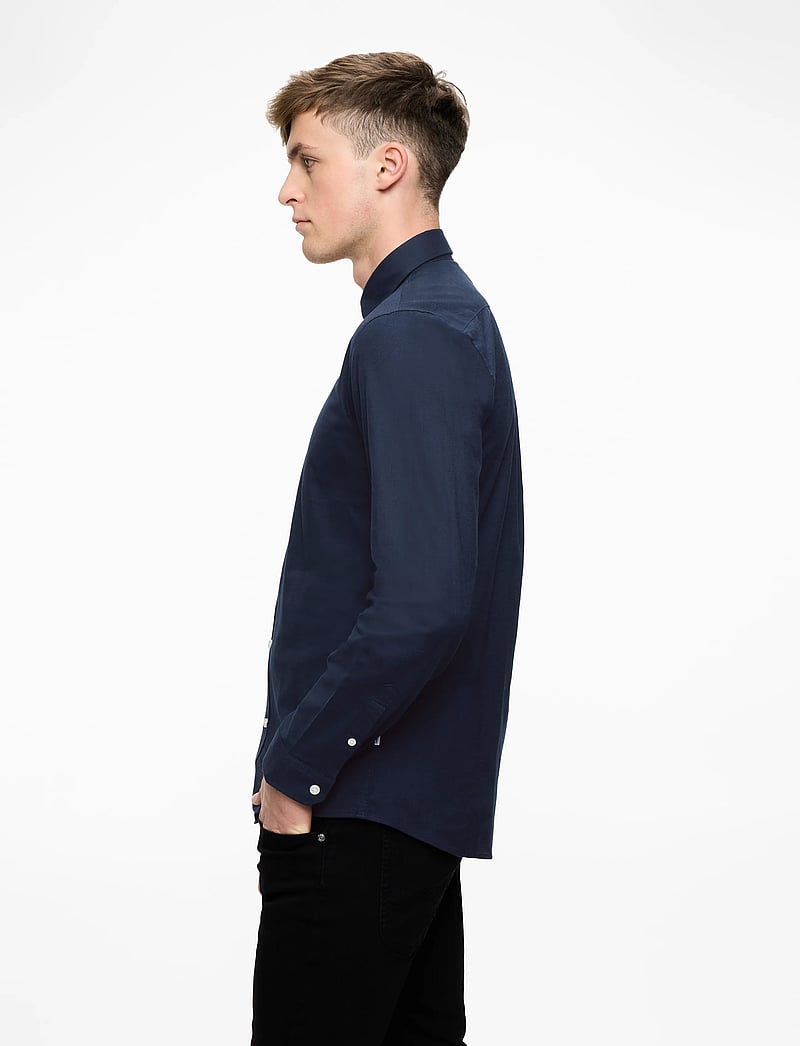 Lindbergh - Yarn dyed oxford superflex shirt - oxford skjorter - navy mix - 3