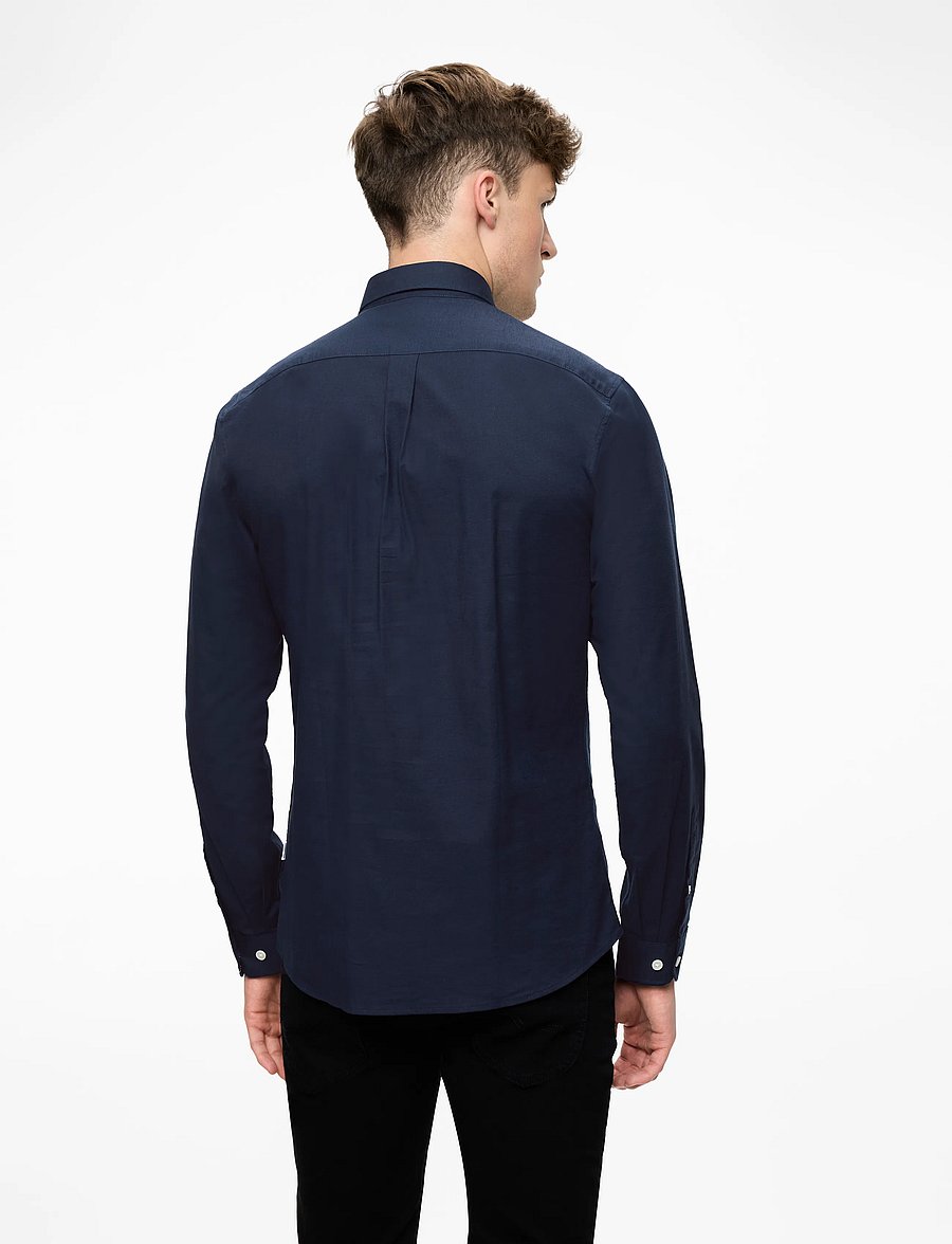 Lindbergh - Yarn dyed oxford superflex shirt L/S - oxford-hemden - navy mix - 4