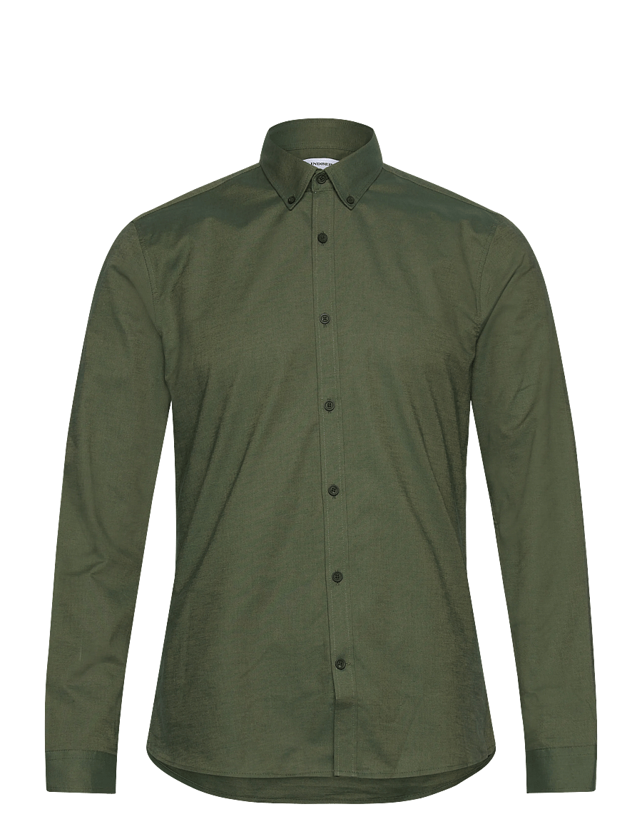 Lindbergh - Yarn dyed oxford superflex shirt L/S - oxfordi särgid - olive green mix - 0