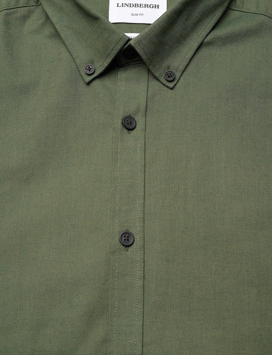 Lindbergh - Yarn dyed oxford superflex shirt L/S - oxfordi särgid - olive green mix - 2