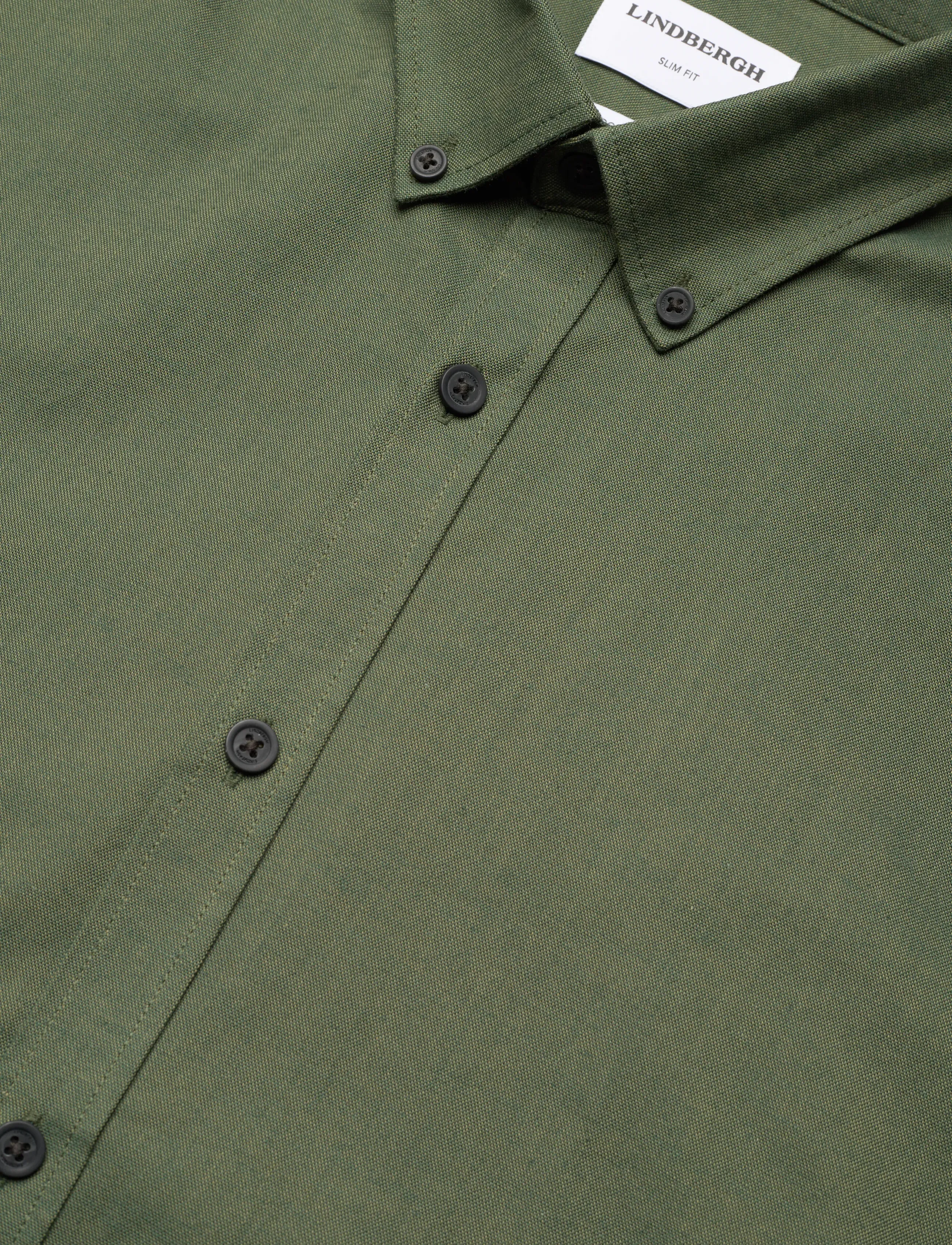 Lindbergh - Yarn dyed oxford superflex shirt L/S - oxfordi särgid - olive green mix - 3