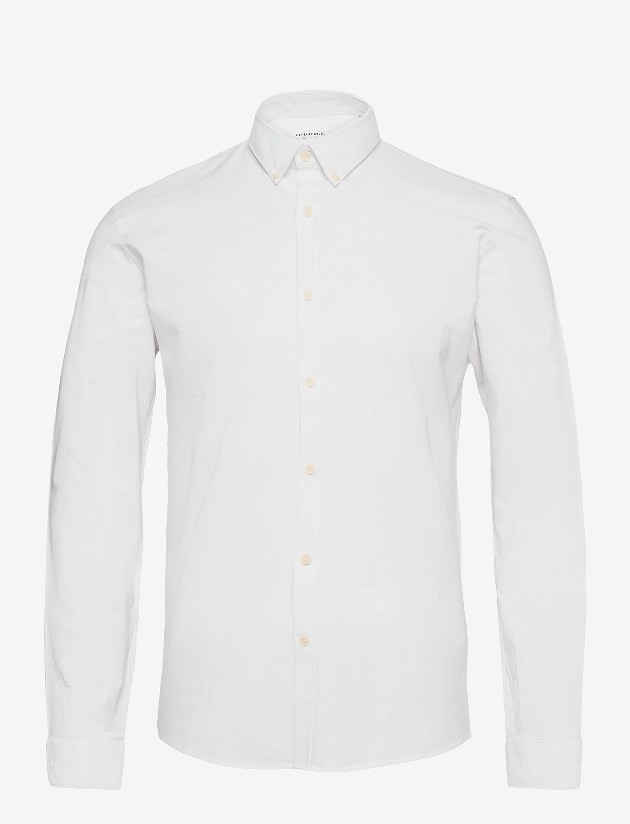 Lindbergh - Yarn dyed oxford superflex shirt L/S - oksfordo marškiniai - white - 0