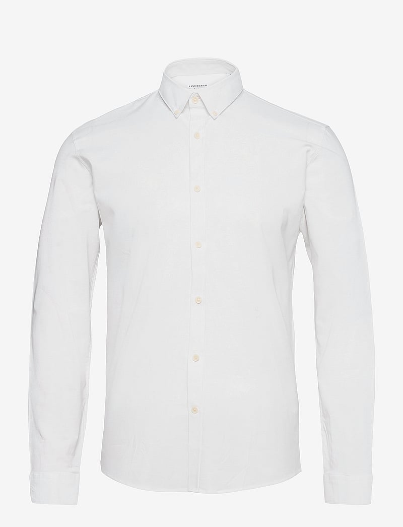 Lindbergh - Yarn dyed oxford superflex shirt L/S - oksfordo marškiniai - white - 0