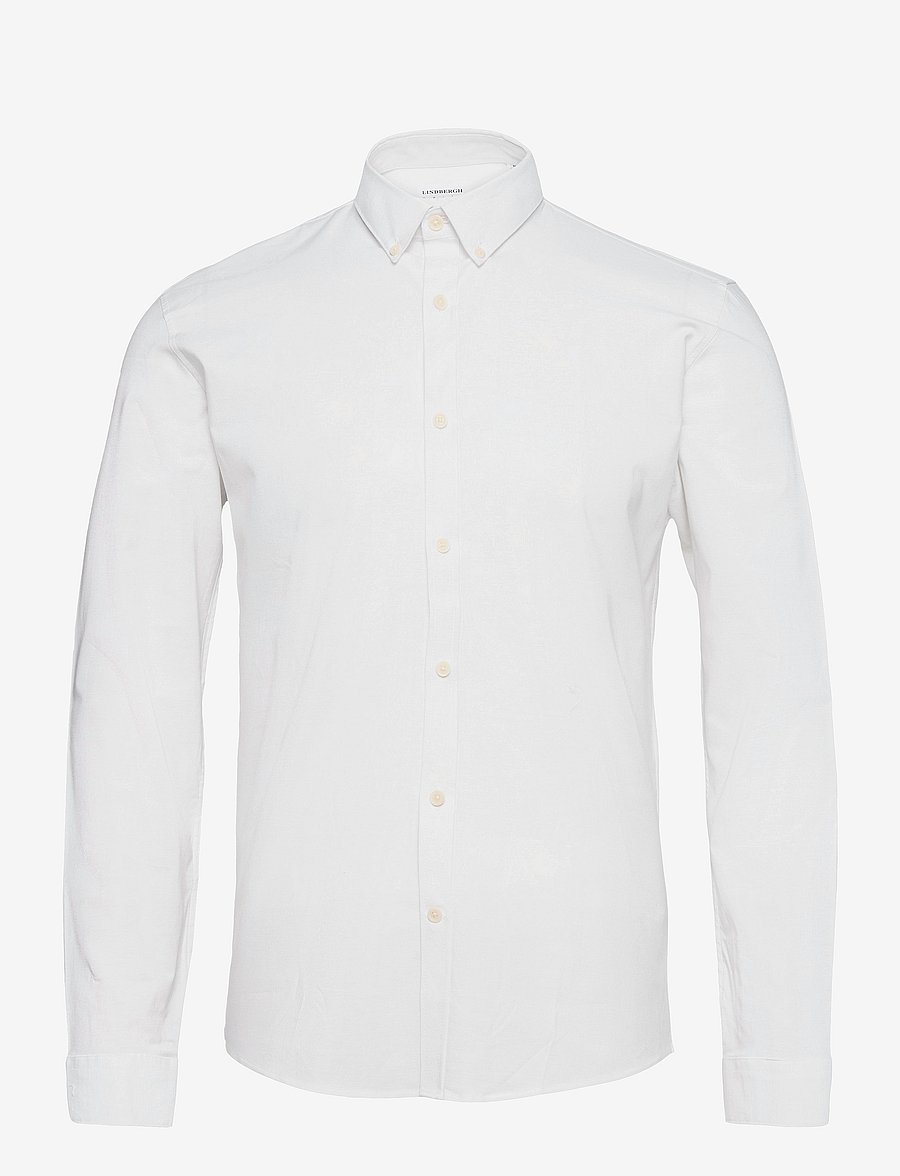 Lindbergh - Yarn dyed oxford superflex shirt L/S - oksfordo marškiniai - white - 0