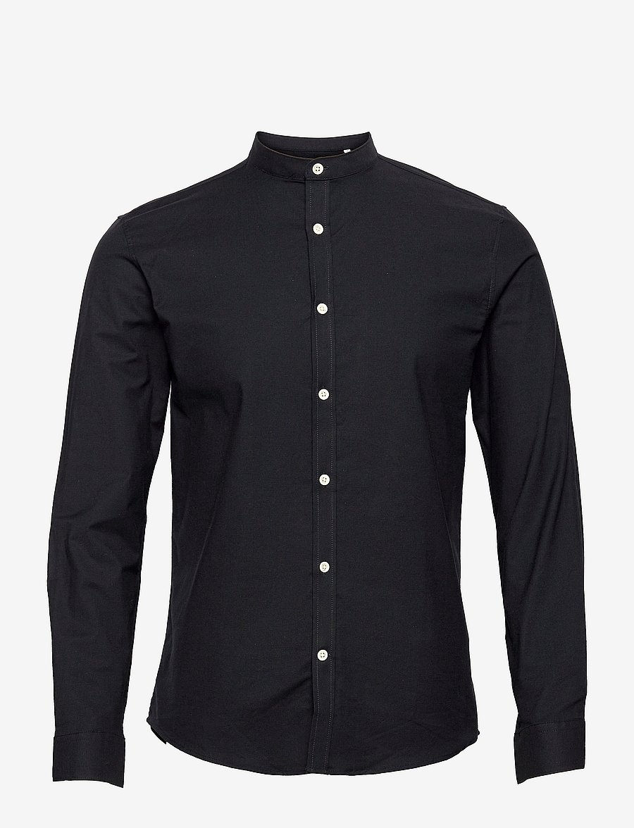 Lindbergh - Yarn dyed oxford superflex shirt L/S - oxford shirts - black - 1