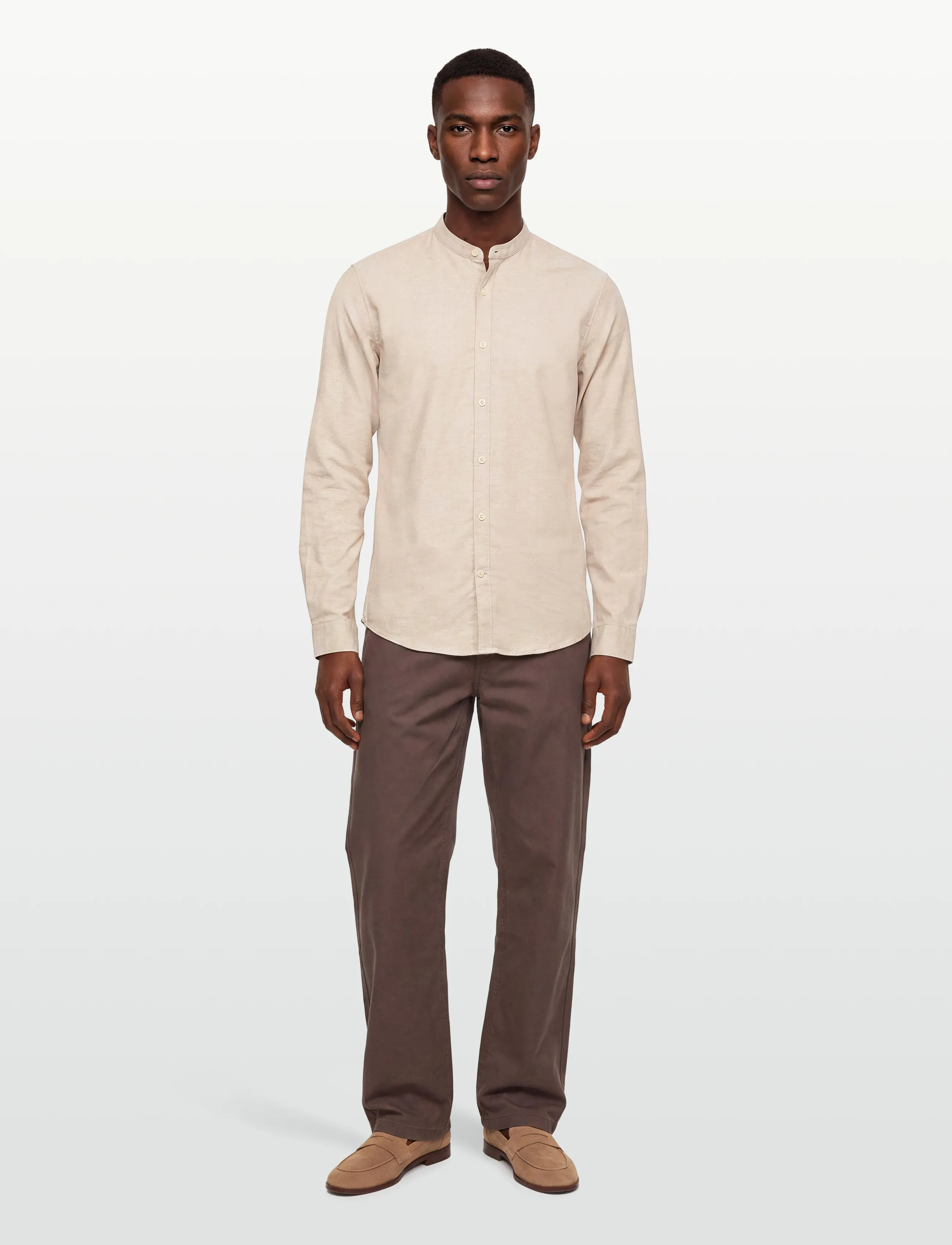Lindbergh Yarn Dyed Oxford Superflex Shirt L/S, XXL, Shirts, Beige - Casual, Männerswear