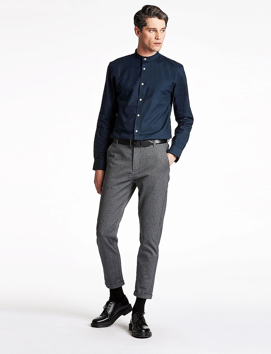 Lindbergh - Yarn dyed oxford superflex shirt L/S - oxford shirts - navy mix - 0