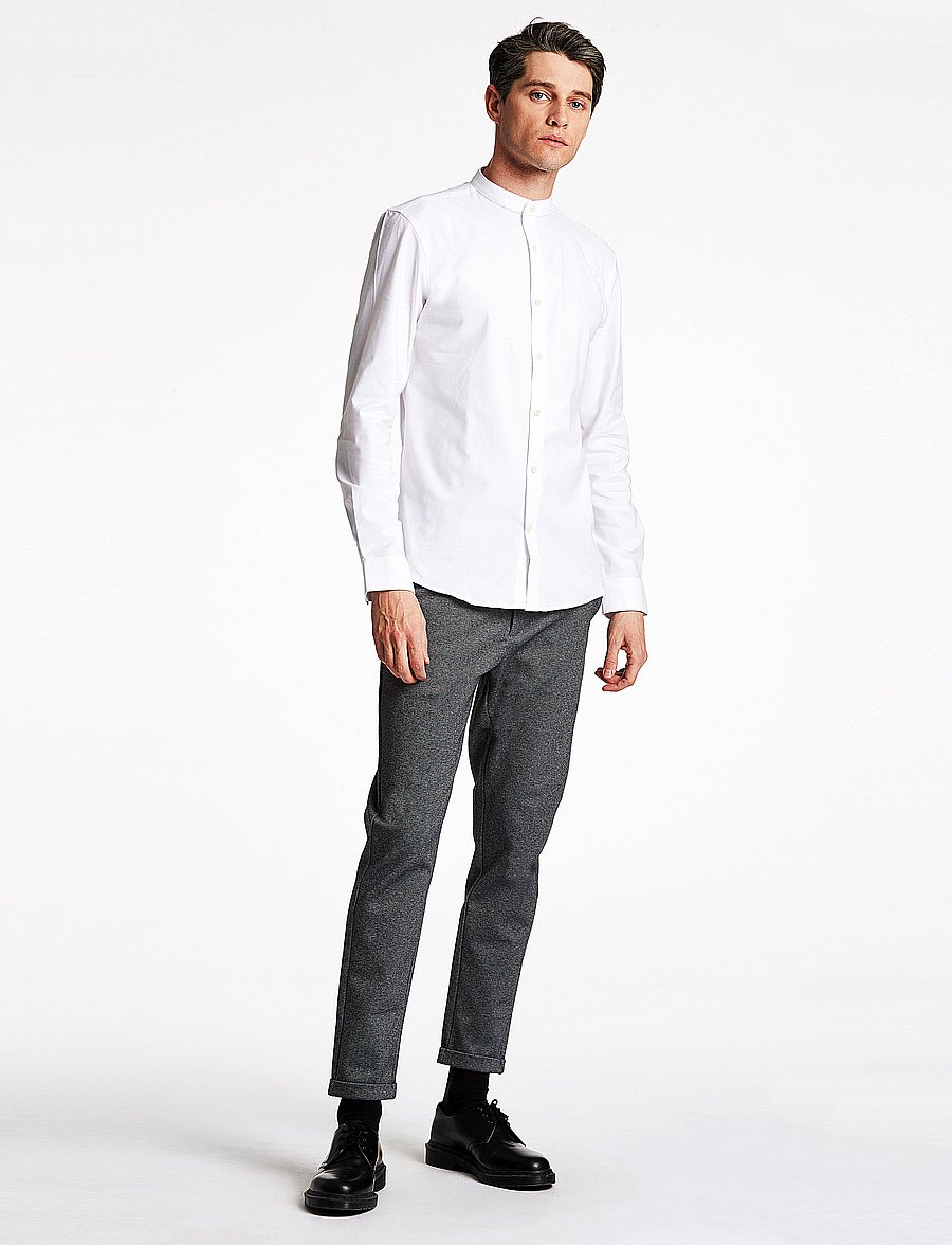 Lindbergh - Yarn dyed oxford superflex shirt L/S - oxford skjorter - white - 0