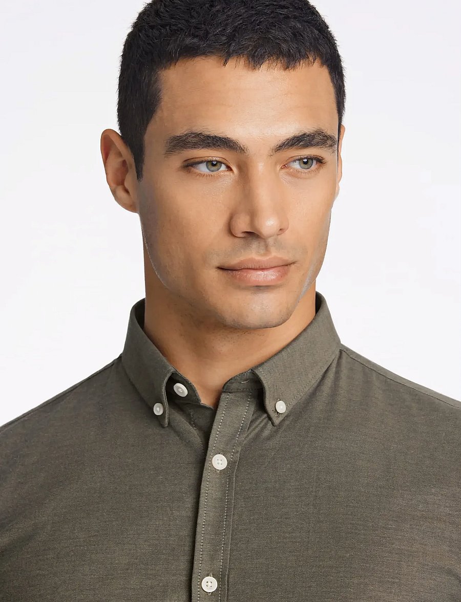 Lindbergh - Yarn dyed oxford superflex shirt L/S - oxford-hemden - army mix - 5