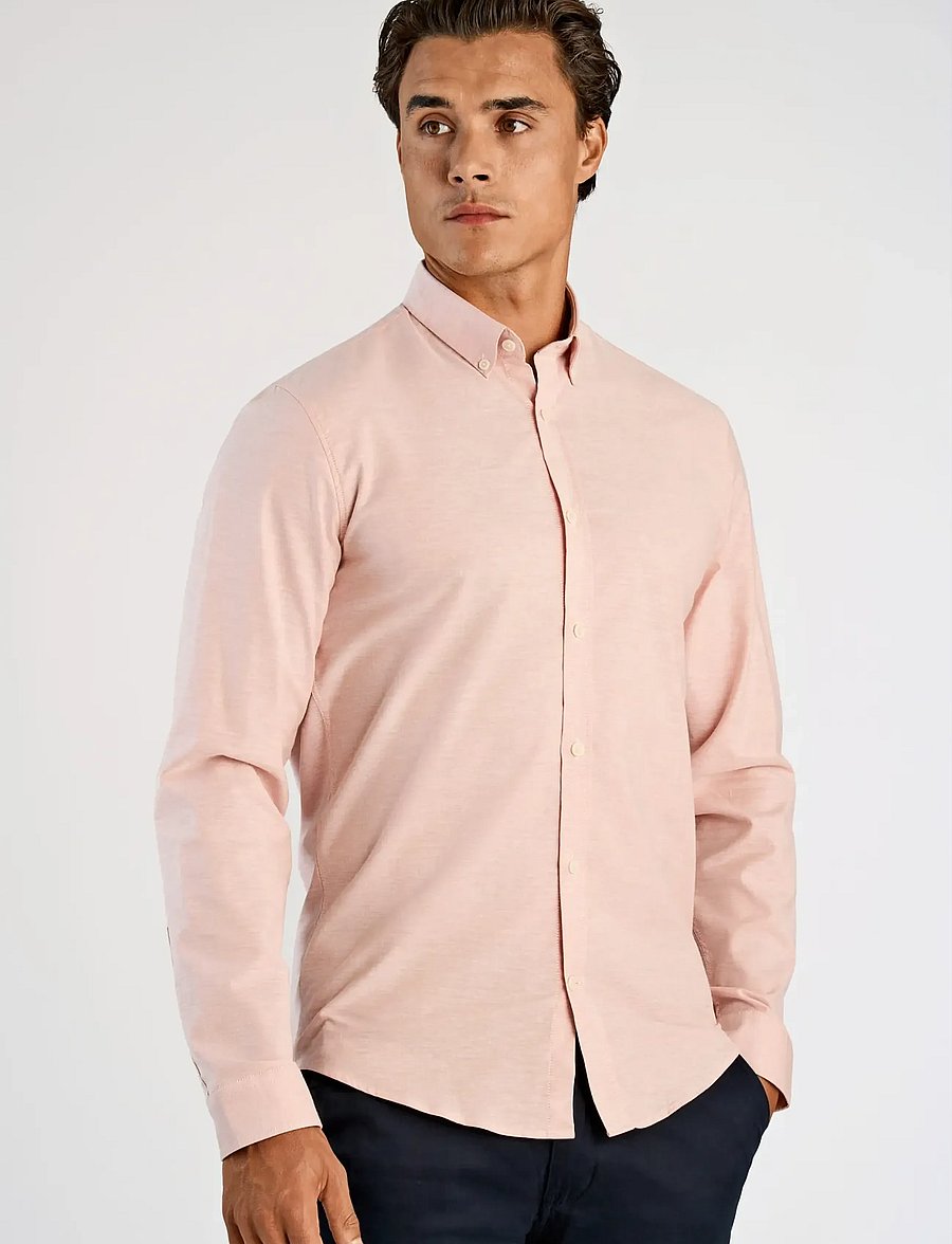 Lindbergh - Yarn dyed oxford superflex shirt L/S - oxford skjorter - baked rose mix - 3