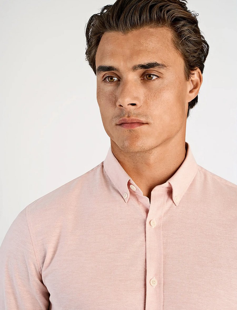 Lindbergh - Yarn dyed oxford superflex shirt L/S - oxford skjorter - baked rose mix - 5