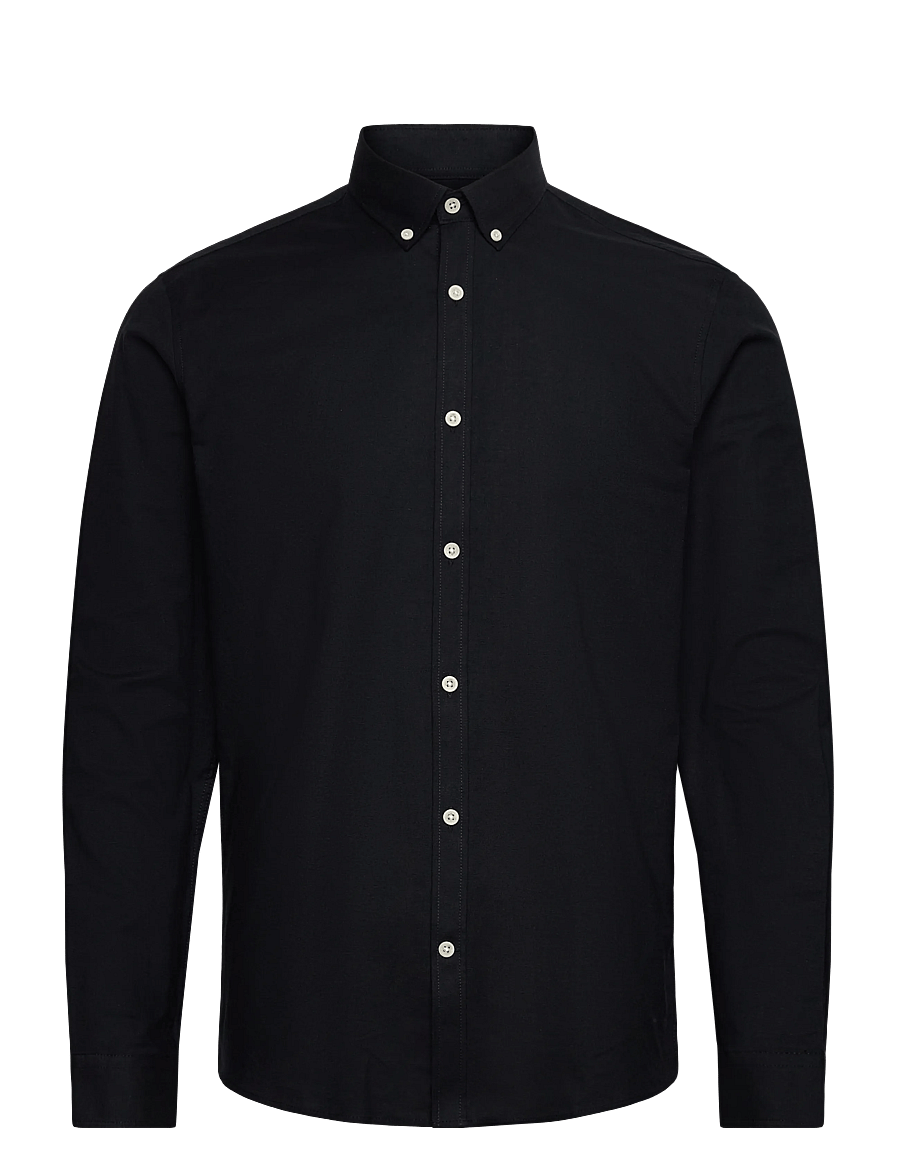 Lindbergh - Yarn dyed oxford superflex shirt L/S - oxford-hemden - black - 1