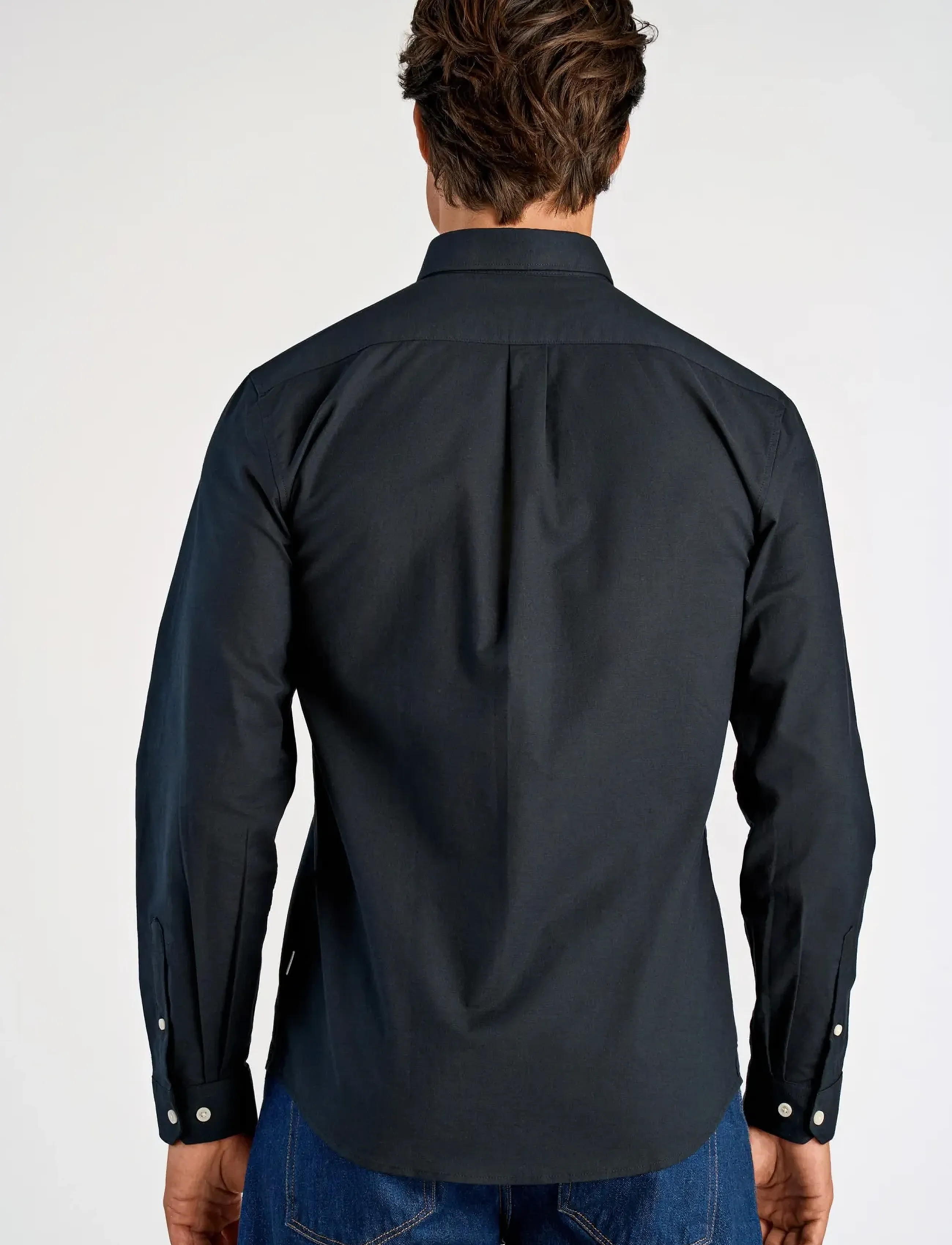 Lindbergh - Yarn dyed oxford superflex shirt L/S - oxford-hemden - black - 4