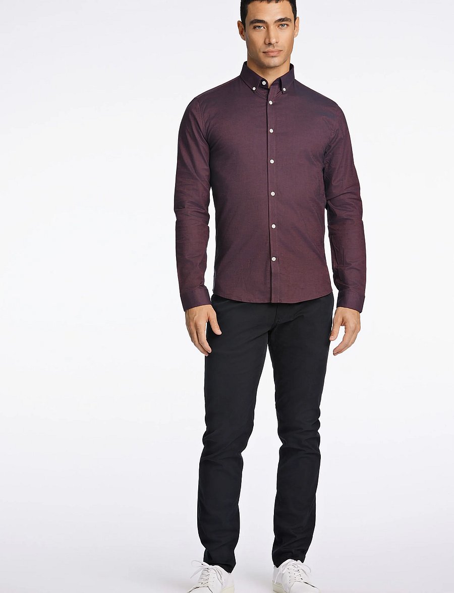 Lindbergh - Yarn dyed oxford superflex shirt L/S - oxford-skjortor - deep red mix - 0