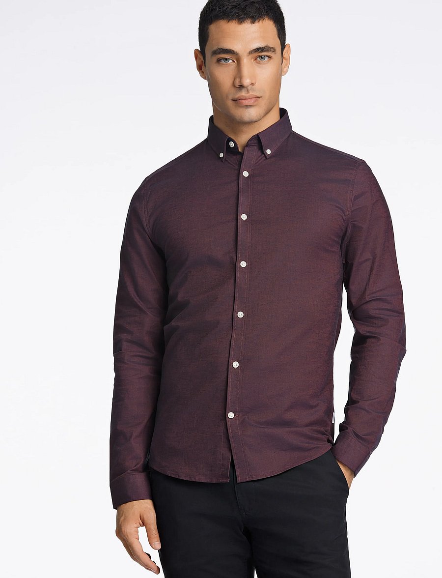 Lindbergh - Yarn dyed oxford superflex shirt L/S - oxford-skjortor - deep red mix - 3