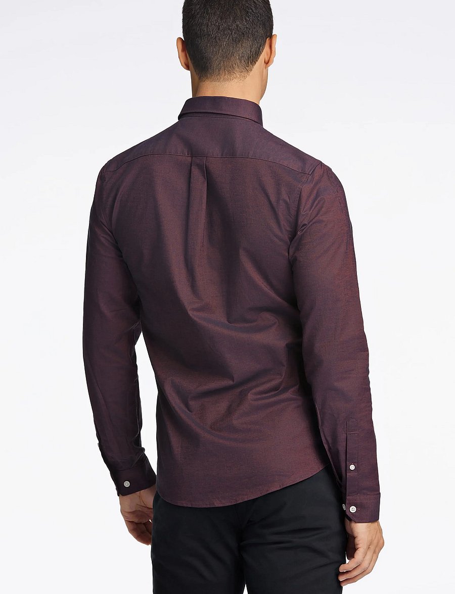 Lindbergh - Yarn dyed oxford superflex shirt L/S - oxford-skjortor - deep red mix - 4