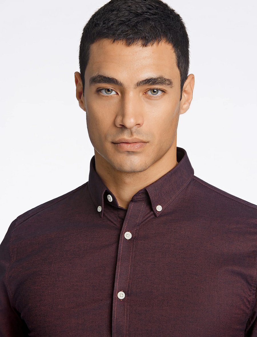 Lindbergh - Yarn dyed oxford superflex shirt L/S - oxford-skjortor - deep red mix - 5