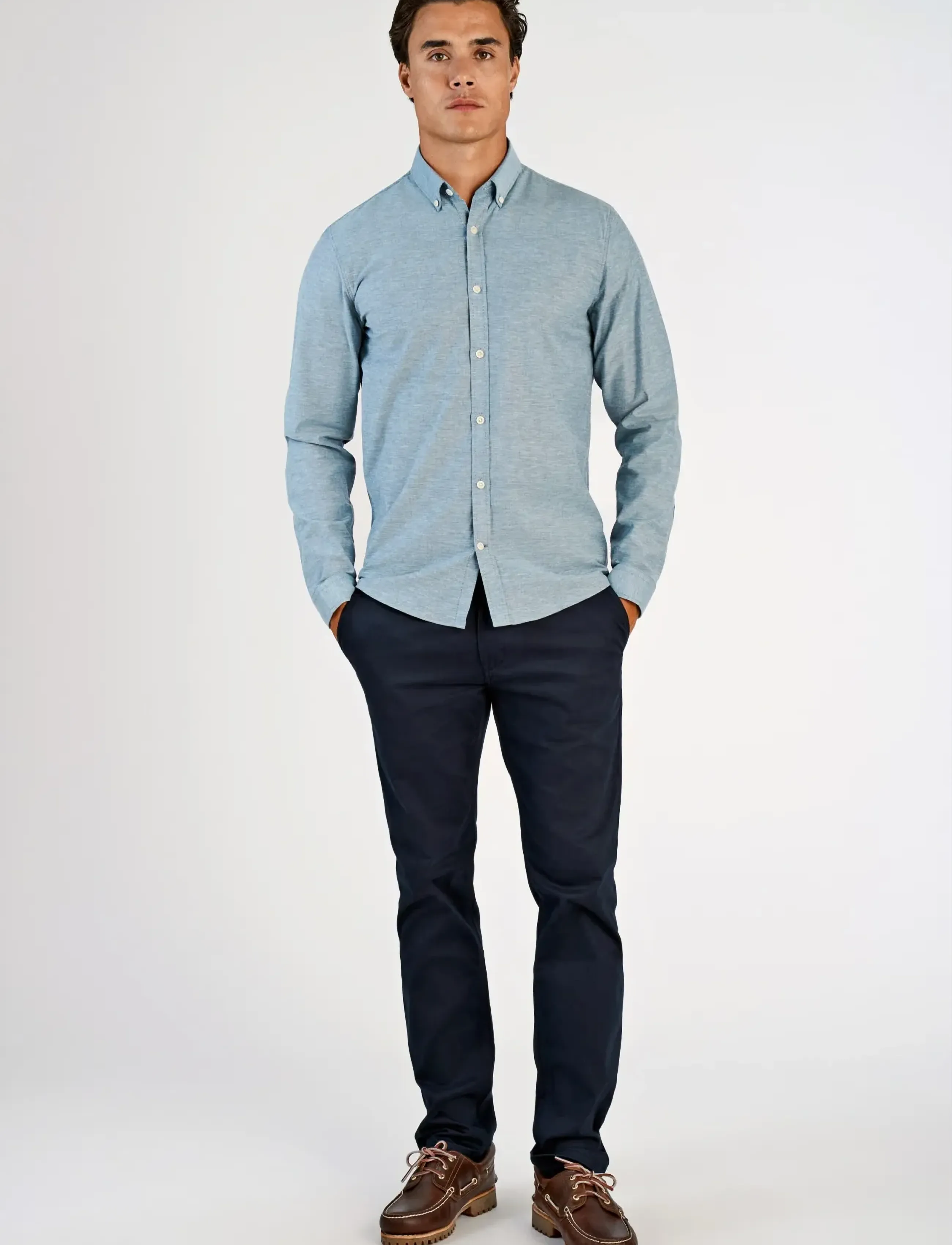 Lindbergh Yarn dyed oxford superflex shirt - Lindbergh - DK BLUE MIX / blue