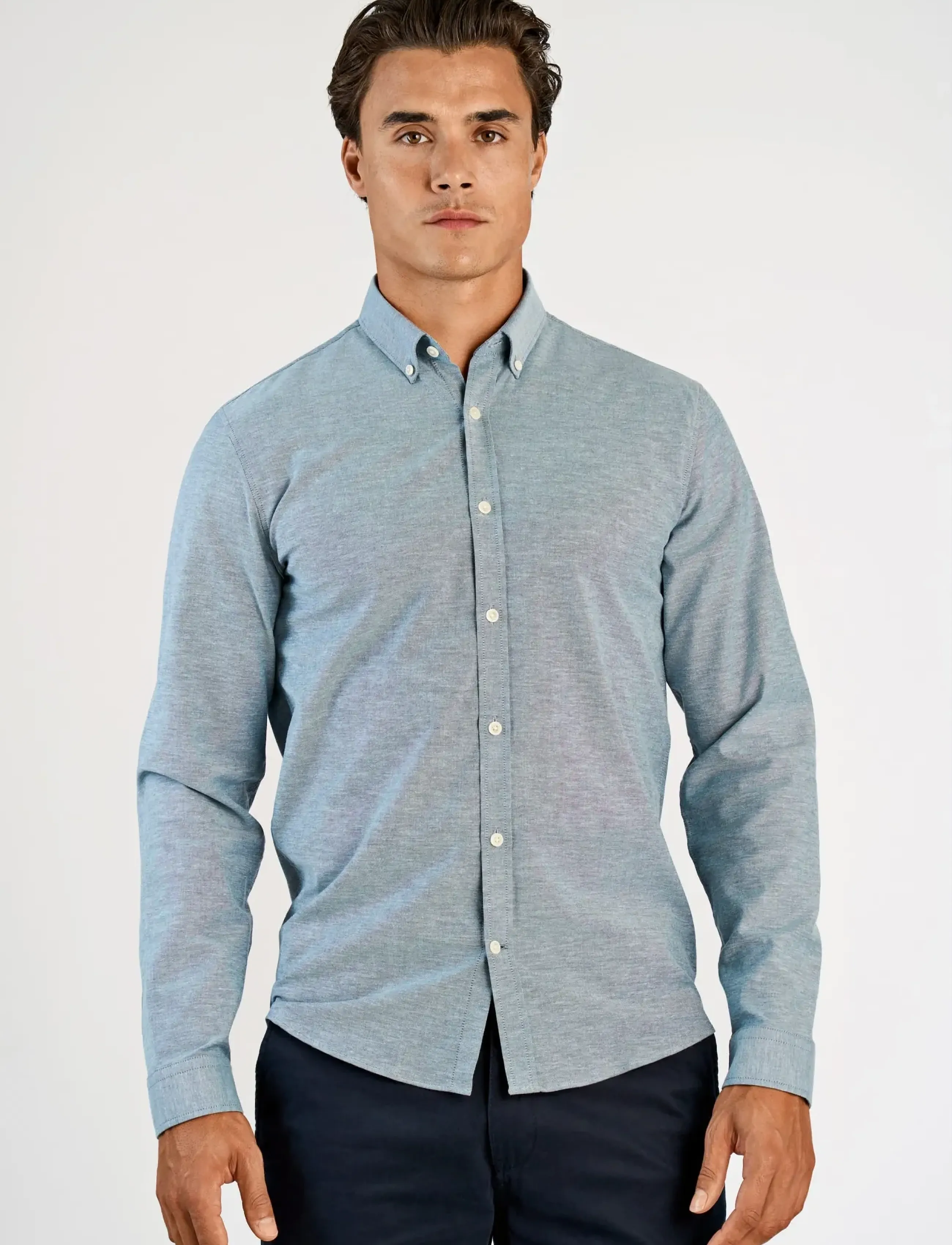 Lindbergh - Yarn dyed oxford superflex shirt L/S - oksfordo marškiniai - dk blue mix - 3