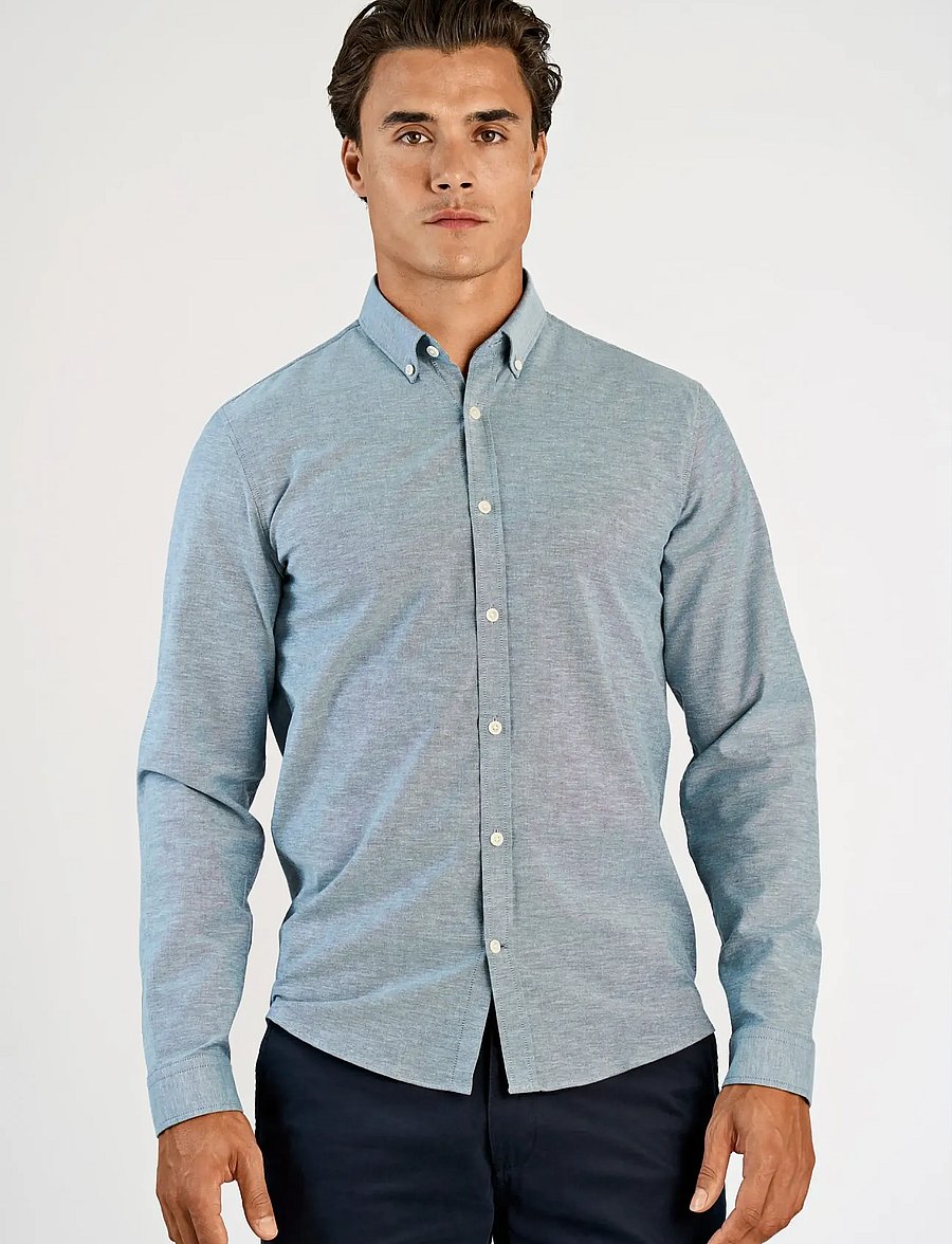 Lindbergh - Yarn dyed oxford superflex shirt L/S - oksfordo marškiniai - dk blue mix - 3