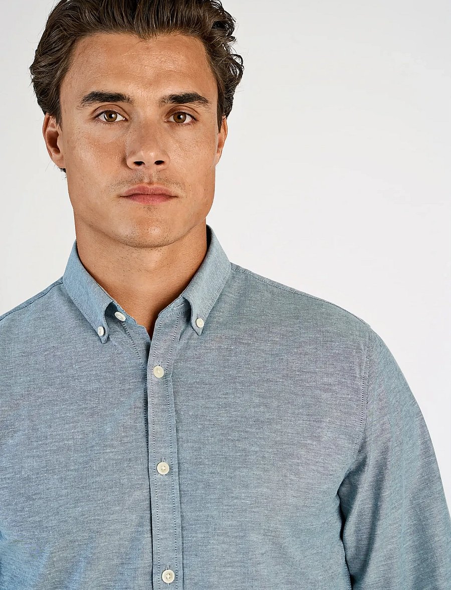 Lindbergh - Yarn dyed oxford superflex shirt L/S - oksfordo marškiniai - dk blue mix - 5