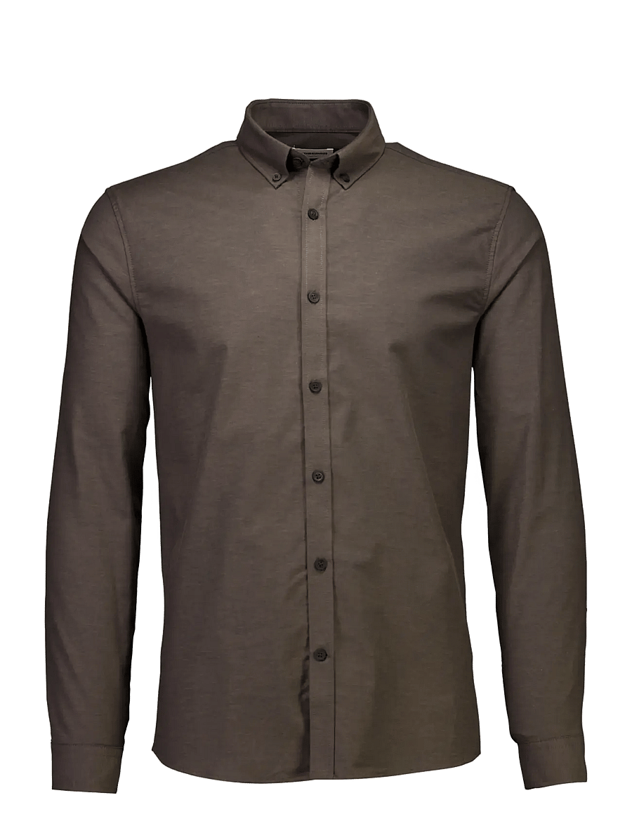 Lindbergh - Yarn dyed oxford superflex shirt L/S - oxford-skjortor - dk brown mix - 1