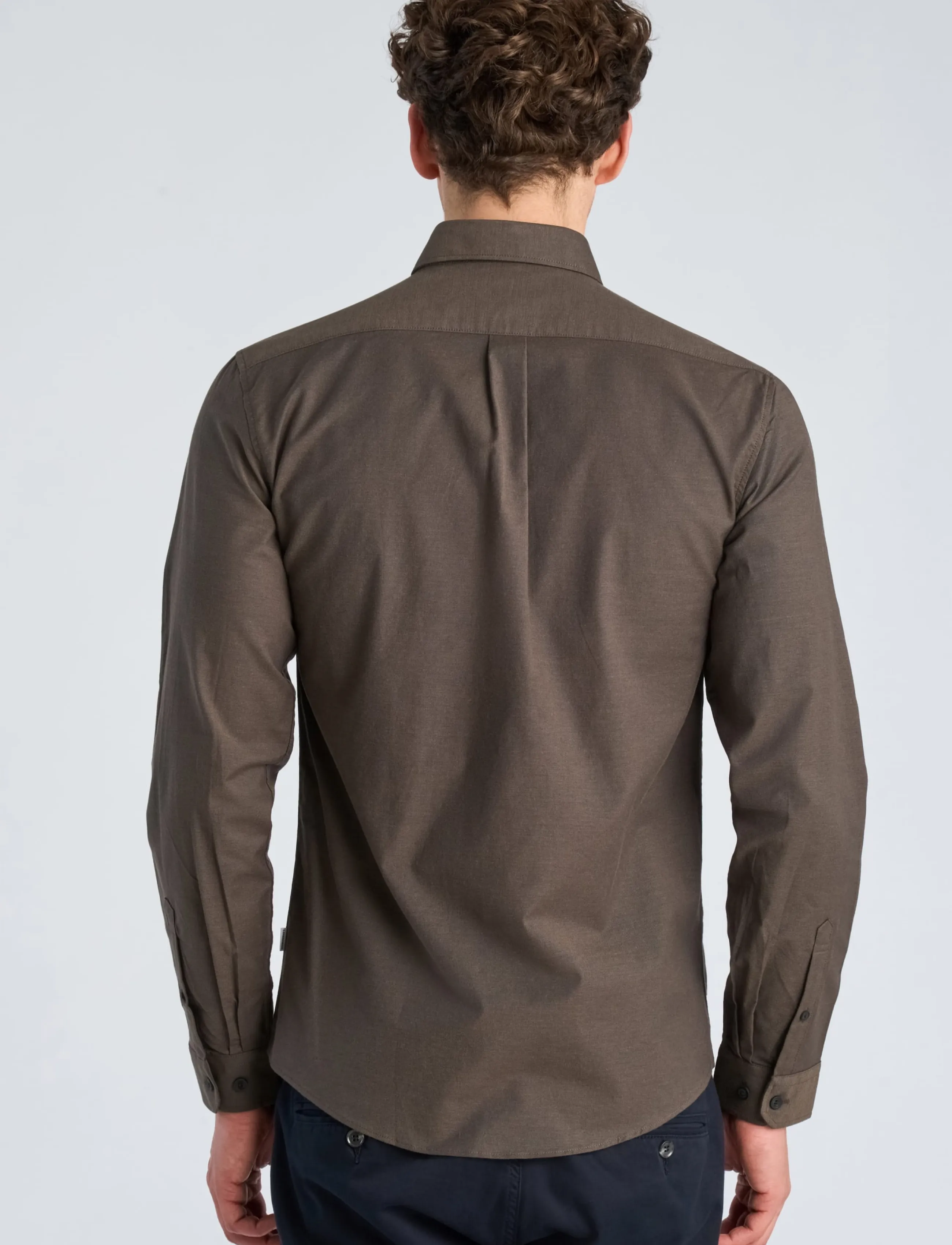 Lindbergh - Yarn dyed oxford superflex shirt L/S - oxford-skjortor - dk brown mix - 4