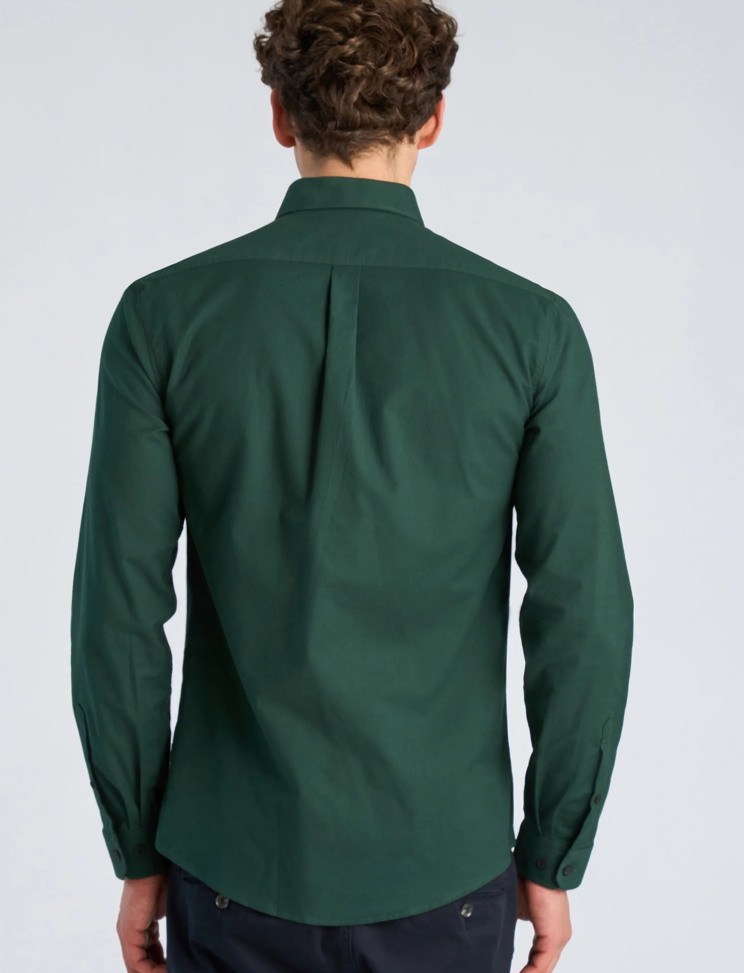 Lindbergh - Yarn dyed oxford superflex shirt L/S - oxford-skjortor - dk green mix - 4