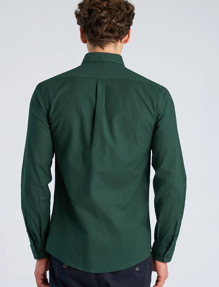 Lindbergh - Yarn dyed oxford superflex shirt L/S - oxford-skjortor - dk green mix - 4