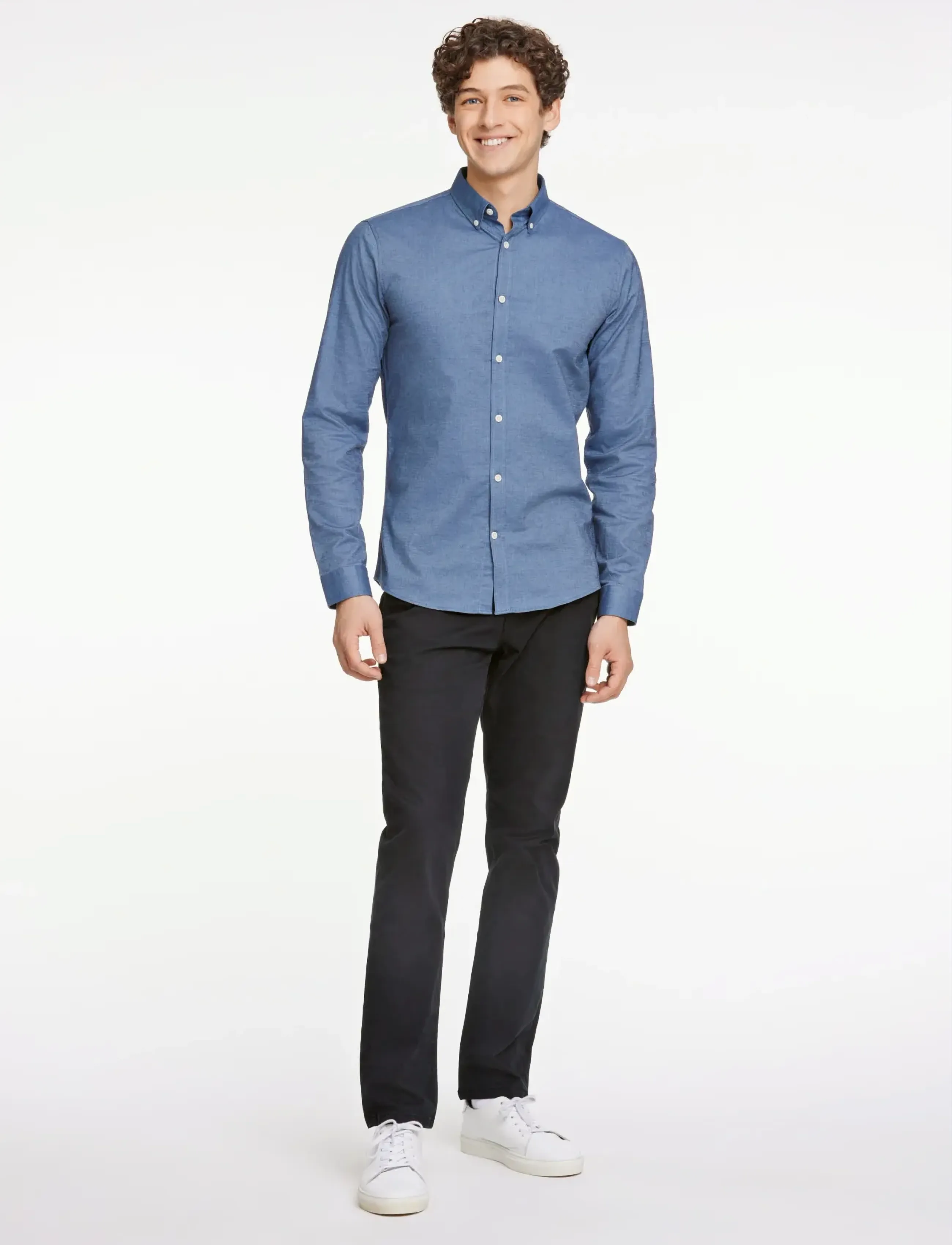 Lindbergh Yarn dyed oxford superflex shirt - Skjorter - DUST BLUE MIX / blue