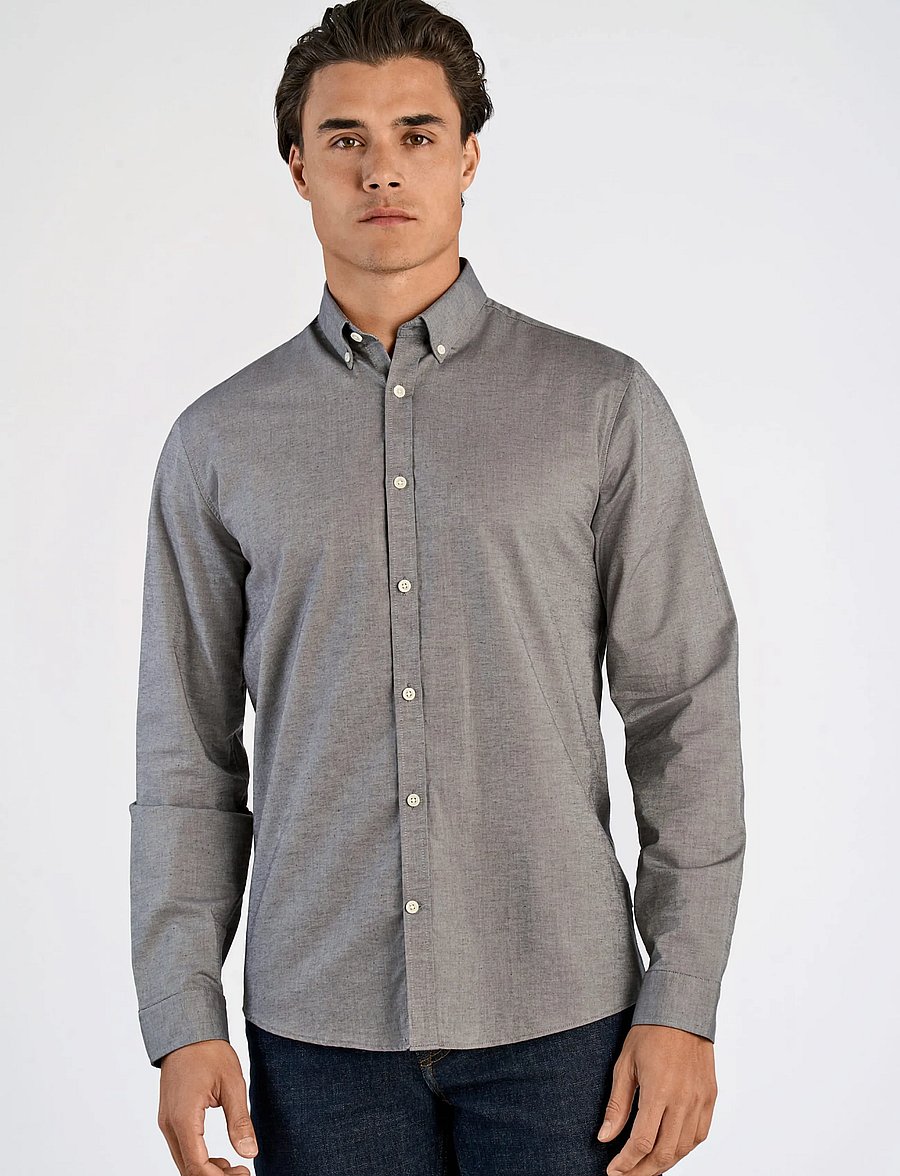 Lindbergh - Yarn dyed oxford superflex shirt L/S - oxford-skjortor - dust grey mix - 3
