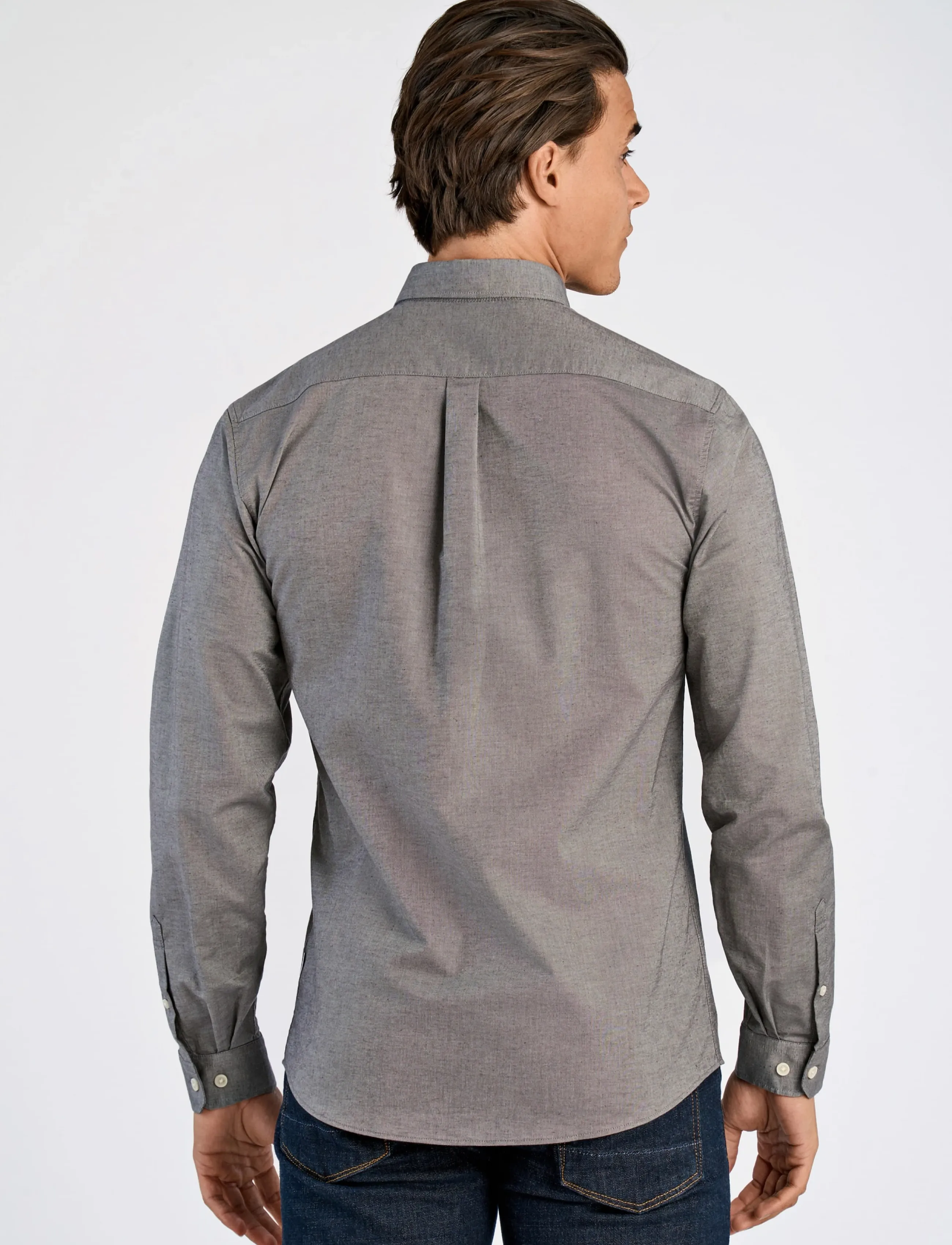 Lindbergh - Yarn dyed oxford superflex shirt L/S - oxford-skjortor - dust grey mix - 4