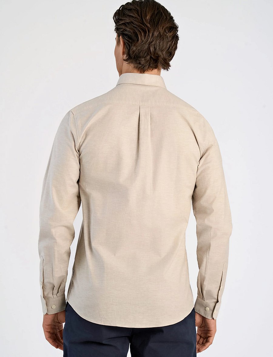 Lindbergh - Yarn dyed oxford superflex shirt L/S - oxford-skjortor - faded sand mix - 4