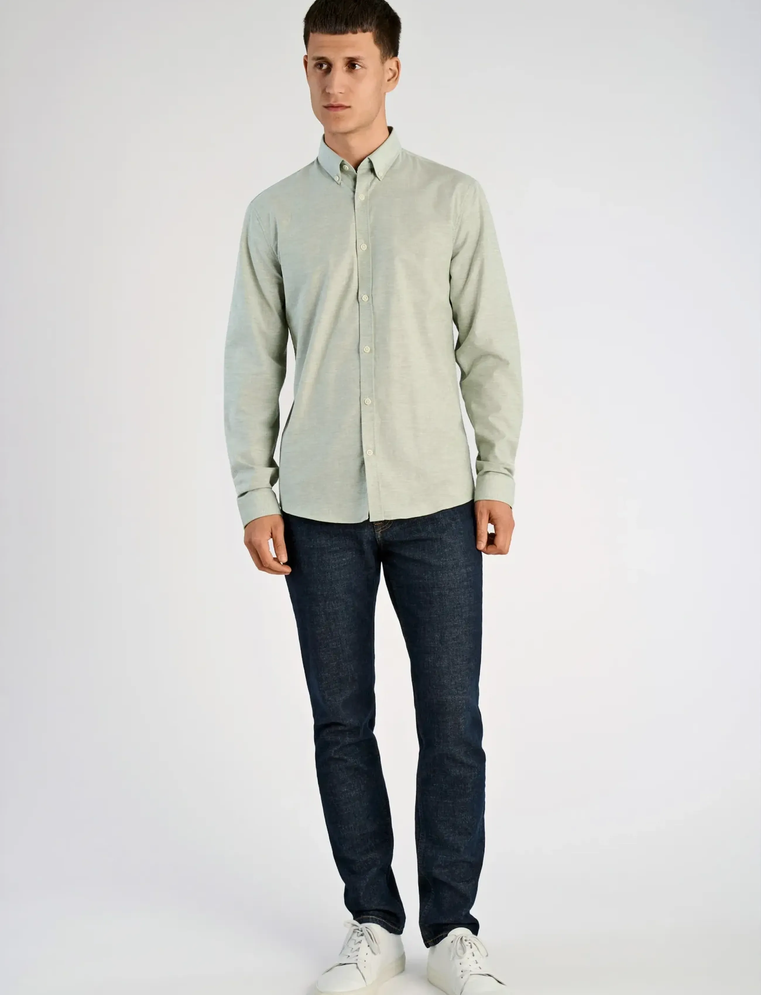 Lindbergh Yarn dyed oxford superflex shirt - Lindbergh - LT ARMY MIX / green