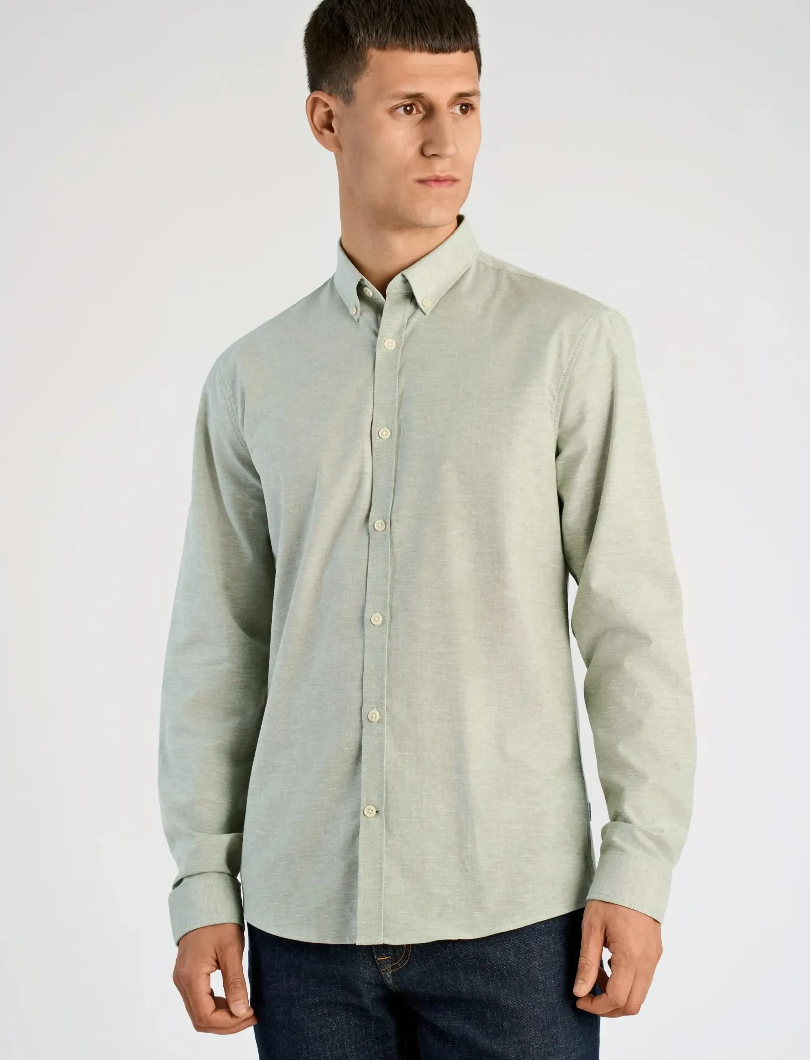 Lindbergh - Yarn dyed oxford superflex shirt L/S - chemises oxford - lt army mix - 3
