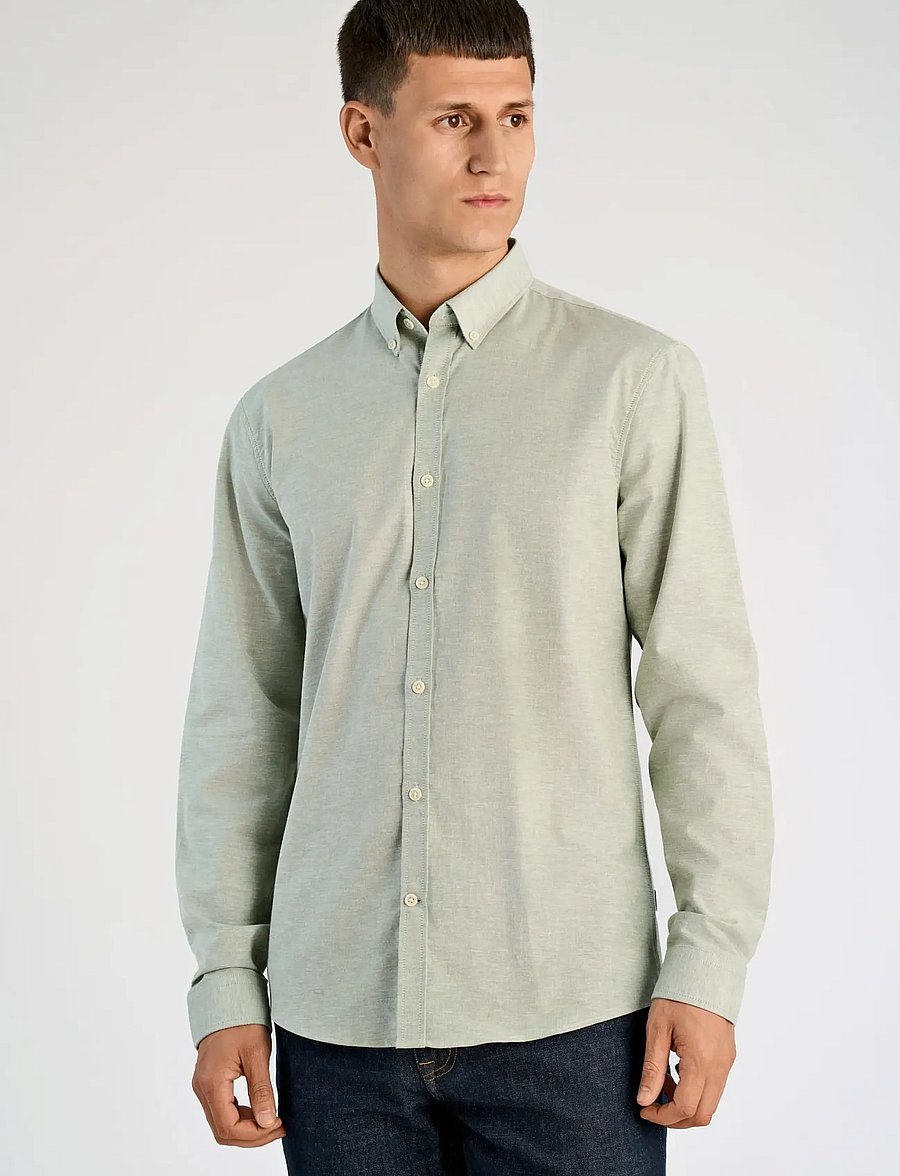 Lindbergh - Yarn dyed oxford superflex shirt L/S - chemises oxford - lt army mix - 3
