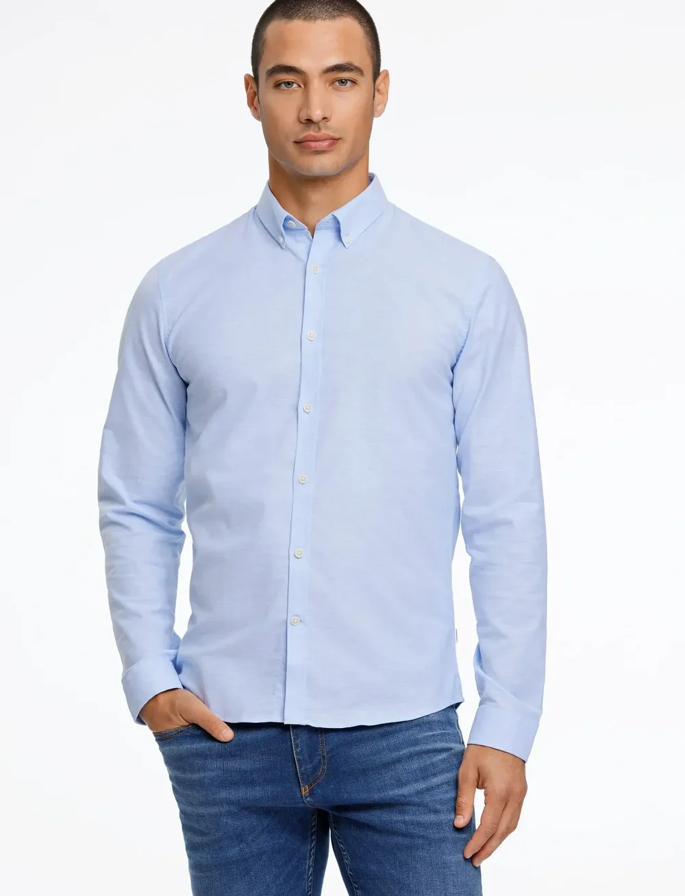 Lindbergh - Yarn dyed oxford superflex shirt - oxford-skjortor - lt blue mix - 0