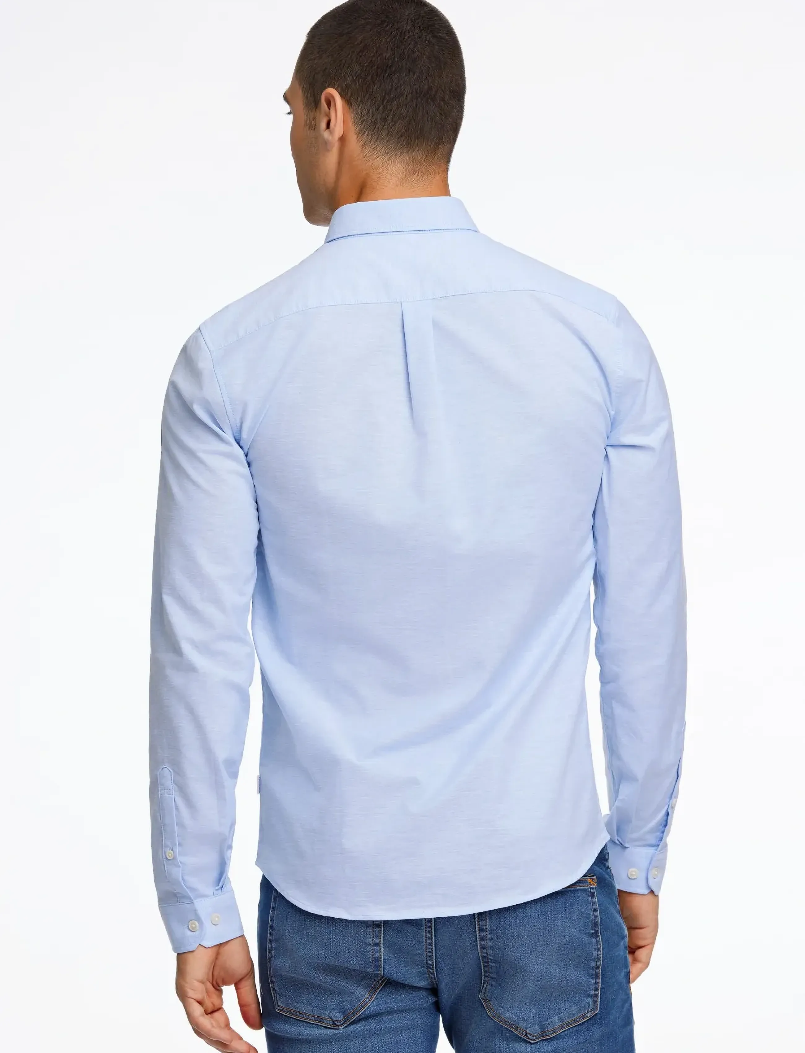 Lindbergh - Yarn dyed oxford superflex shirt L/S - oxford skjorter - lt blue mix - 4