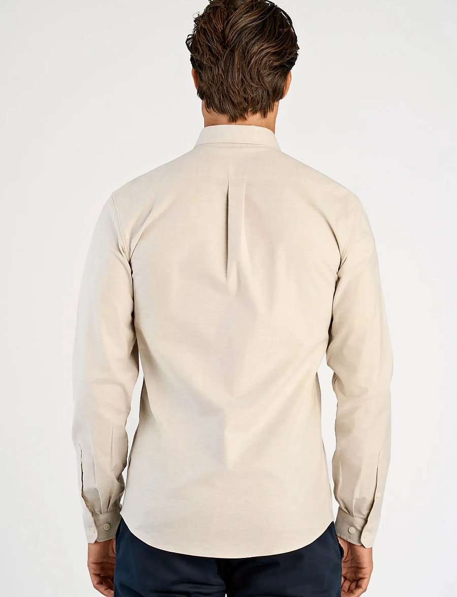 Lindbergh - Yarn dyed oxford superflex shirt L/S - oxford skjorter - lt sand mix - 4